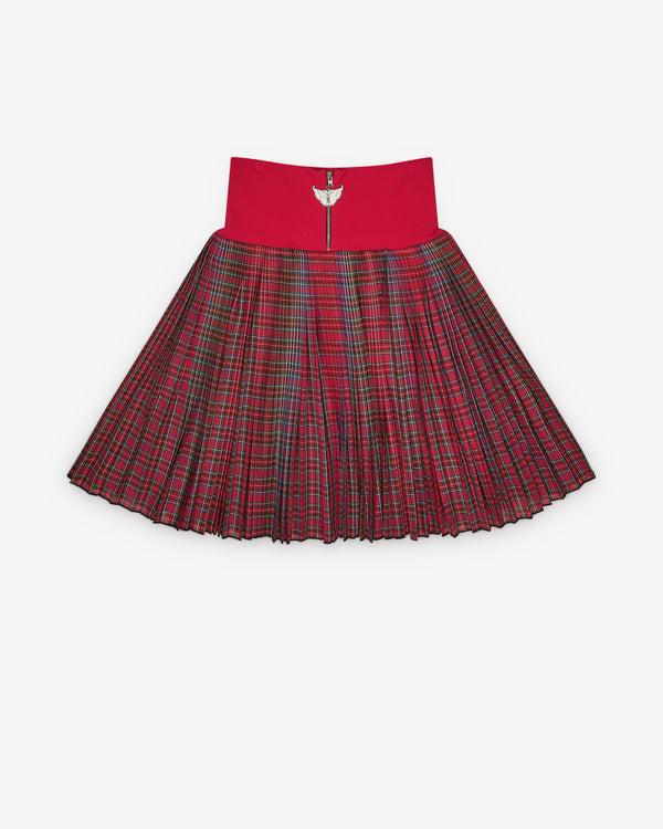 Chopova Lowena - Women's Fret Knitted Pleated Skirt - (Red)