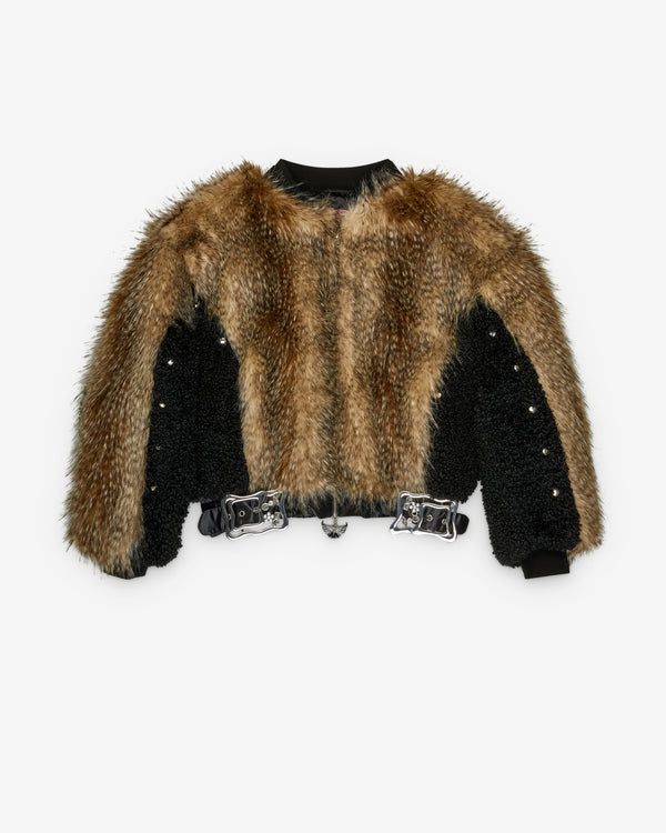 Chopova Lowena - Women's French Kiss Fur Bomber Jacket - (Brown/Black)