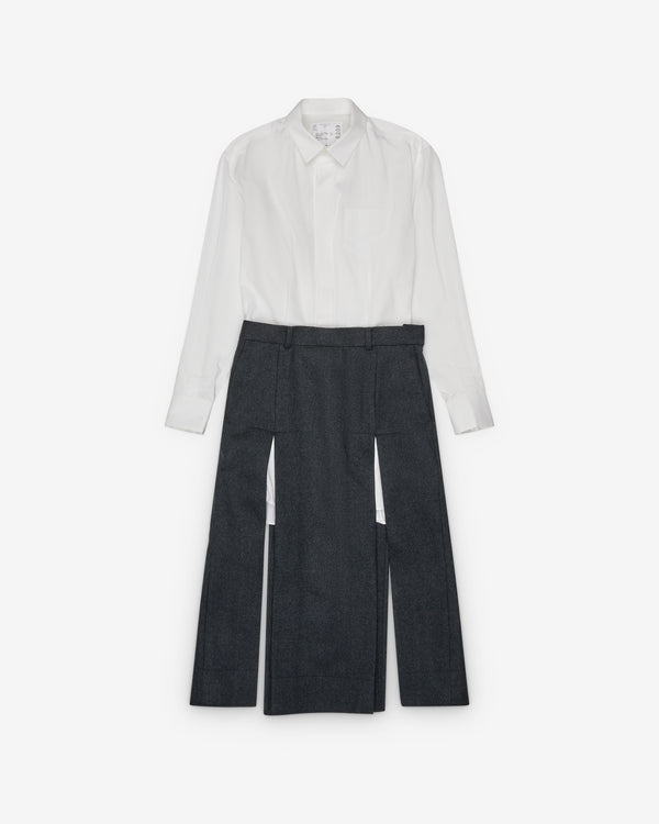 Sacai - Women's Poplin Wool Melton Dress - (White/Gray)