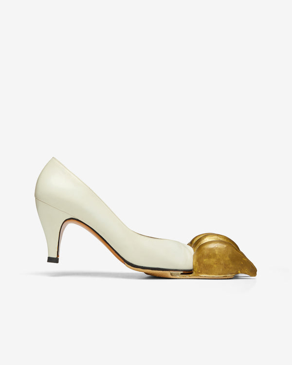 Women's History Museum - Women's Brass Paw Heels - (White/Gold)