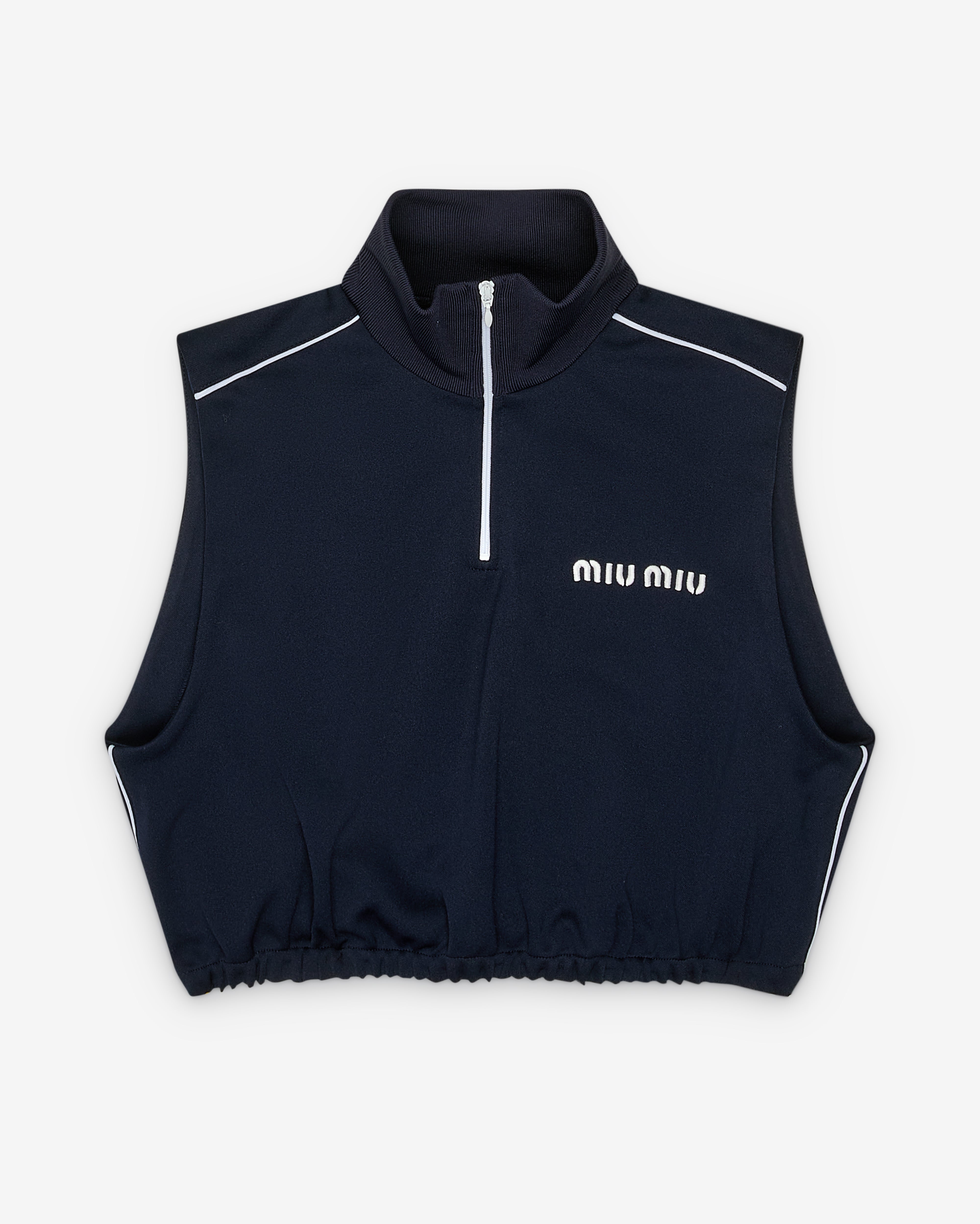 Miu Miu: Women's Quarter-Zip Top (Navy) | DSMNY E-SHOP
