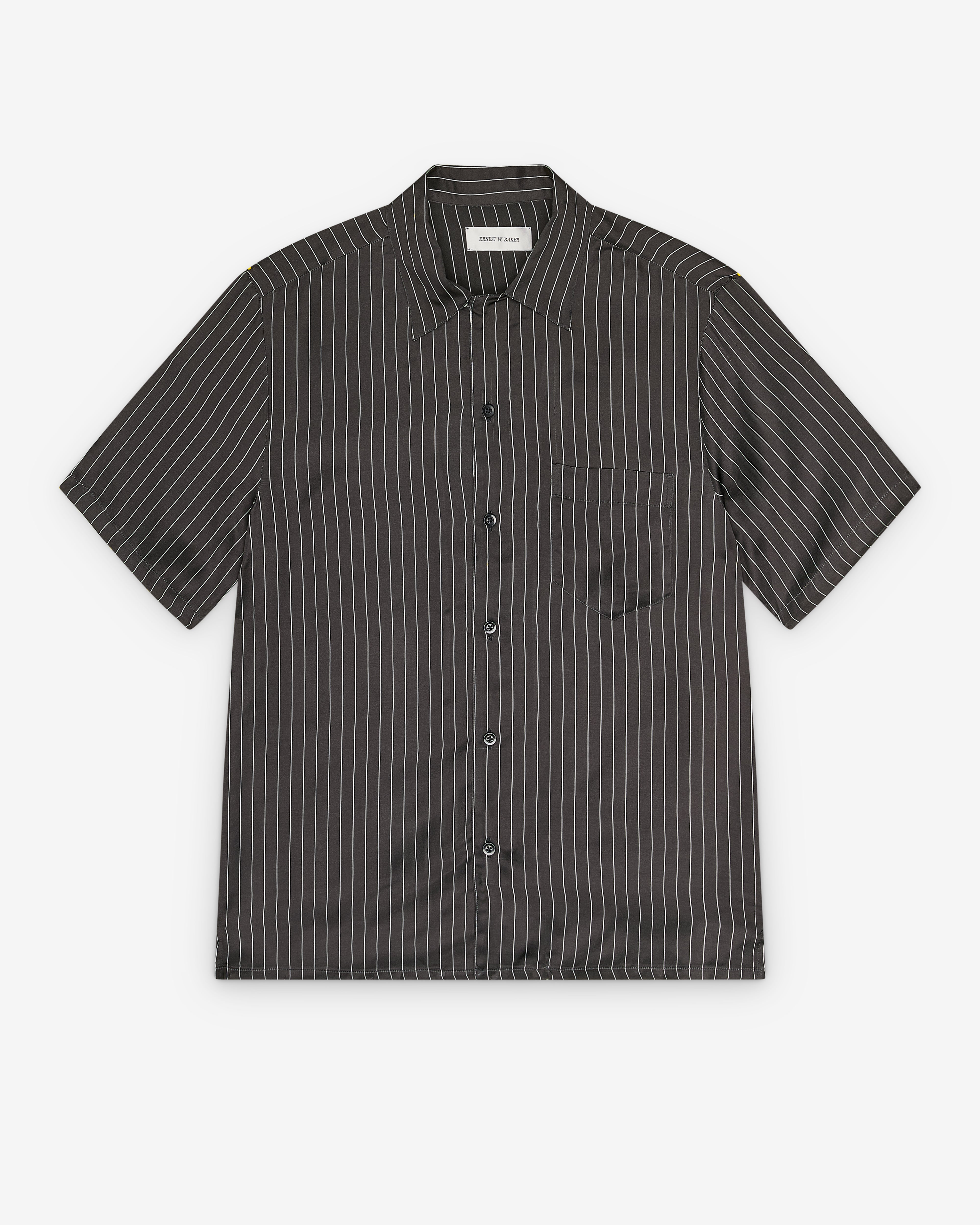 トップス ERNEST W. BAKER PIN STRIPE POLO Ernest W. Baker: White & Black Striped Polo | SSENSE