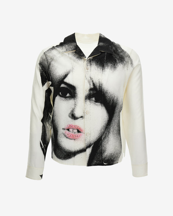 Versace - Men's Printed Silk Twill Slim Shirt - (White/Black)