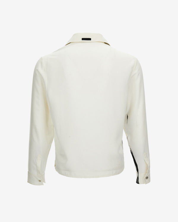 Versace - Men's Printed Silk Twill Slim Shirt - (White/Black)