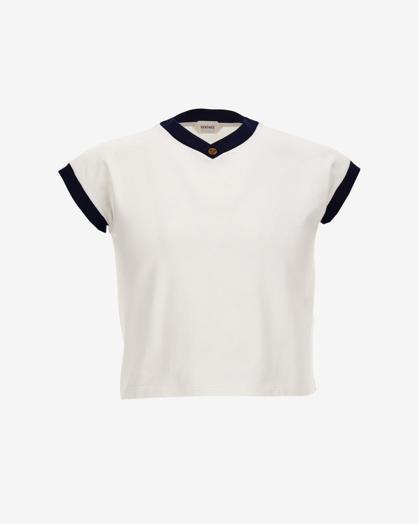 Versace - Men's Stretch Cotton-Jersey Slim T-Shirt - (White/Ink)