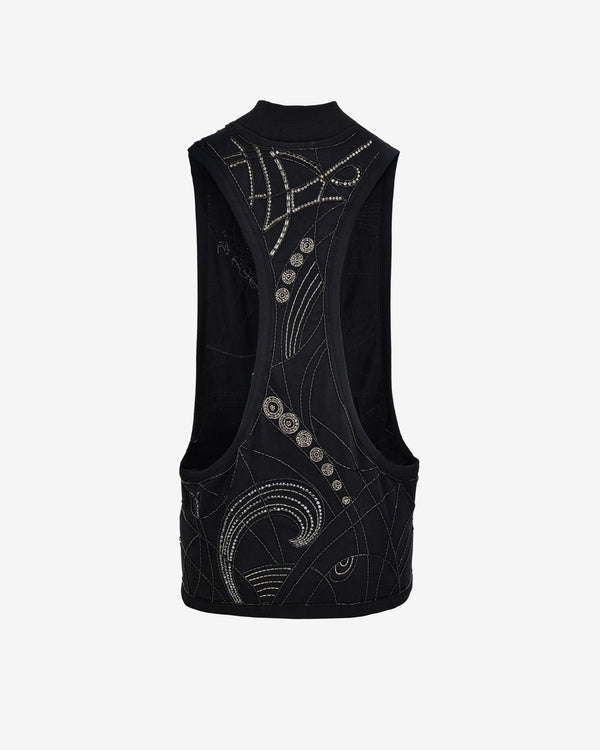 Versace - Women's Embroidered Stretch Cotton Jersey Tank Top - (Black)