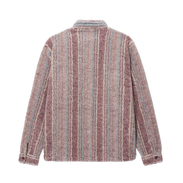 Stüssy - Men's Stripe Sherpa Shirt - (Berry)