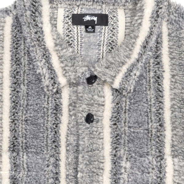 Stüssy - Men's Stripe Sherpa Shirt - (Charcoal)