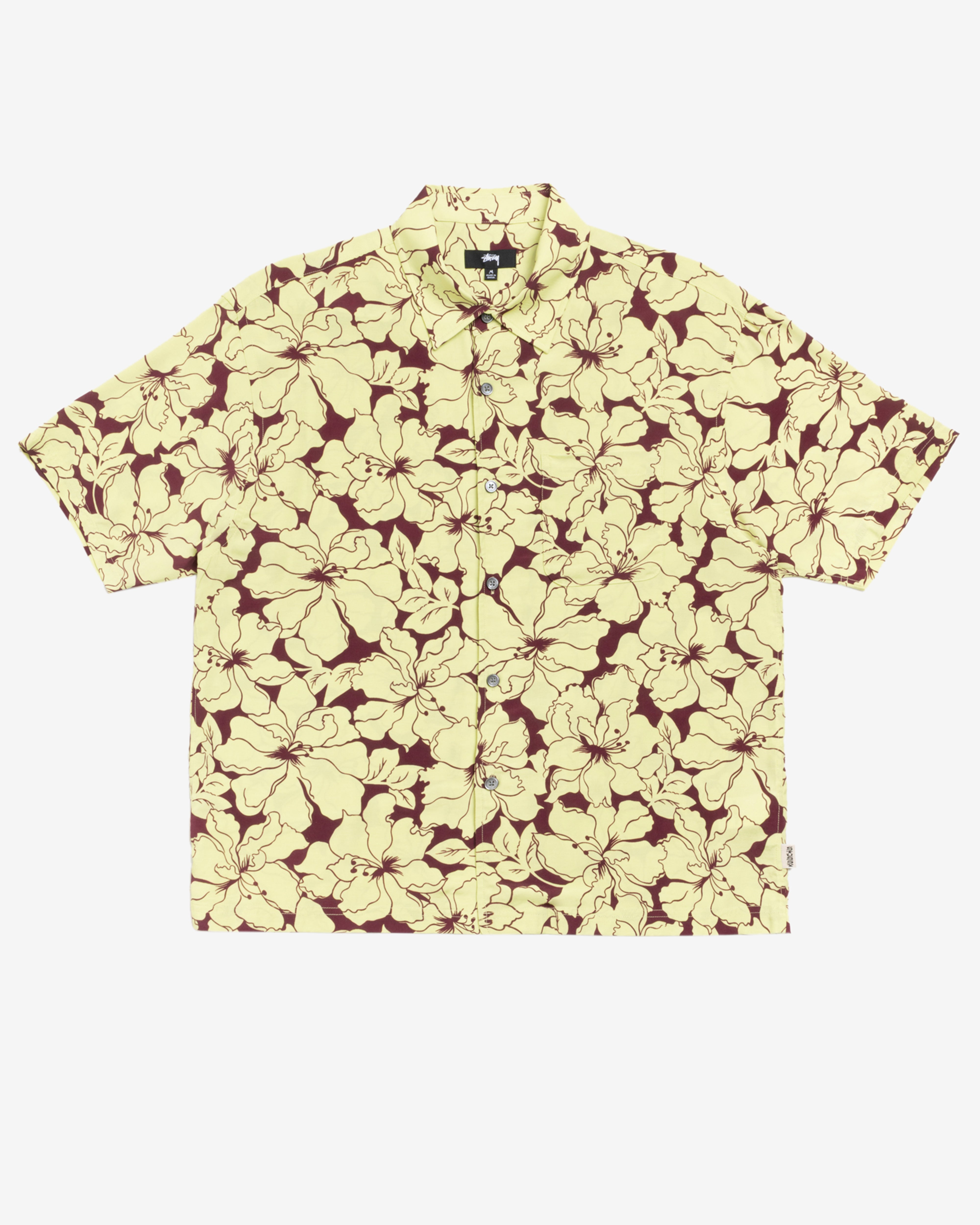Stüssy: Men's Floral Hawaiian Shirt (Lime) | DSMNY E-SHOP