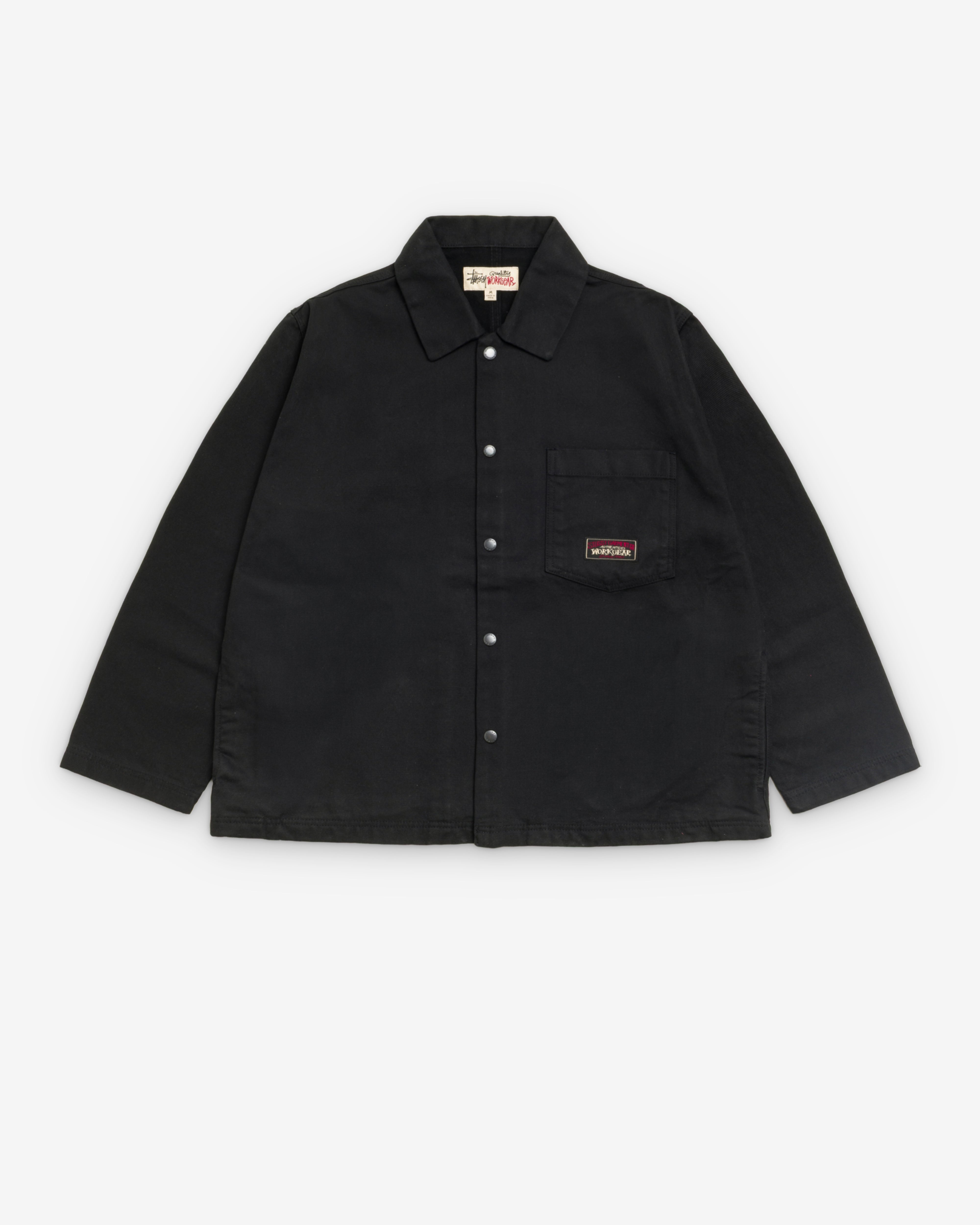 Stüssy: Men's Canvas Work Overshirt (Black) | DSMNY E-SHOP