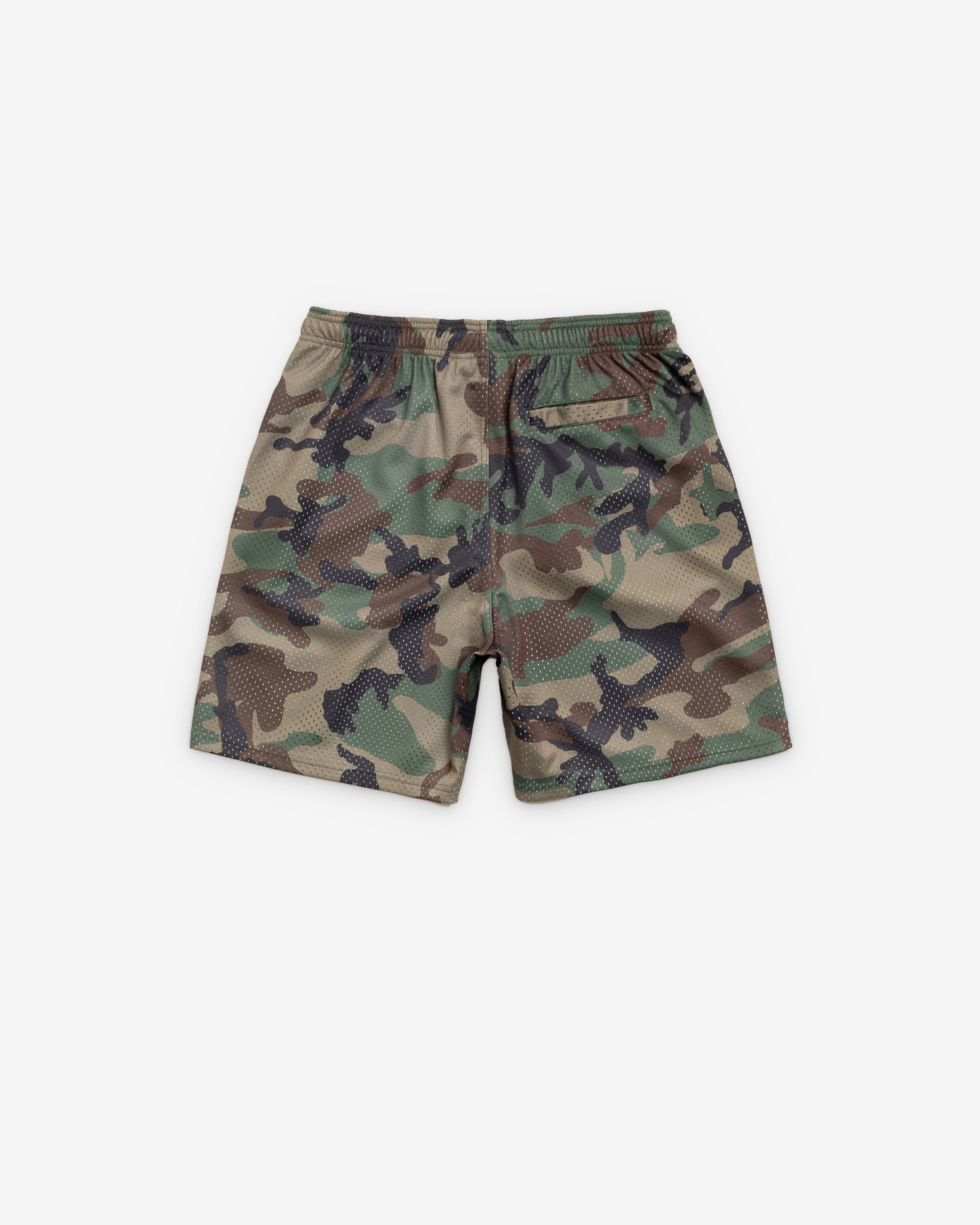 Stüssy: Men's Mesh Short Basic (Wood Camo) | DSMNY E-SHOP