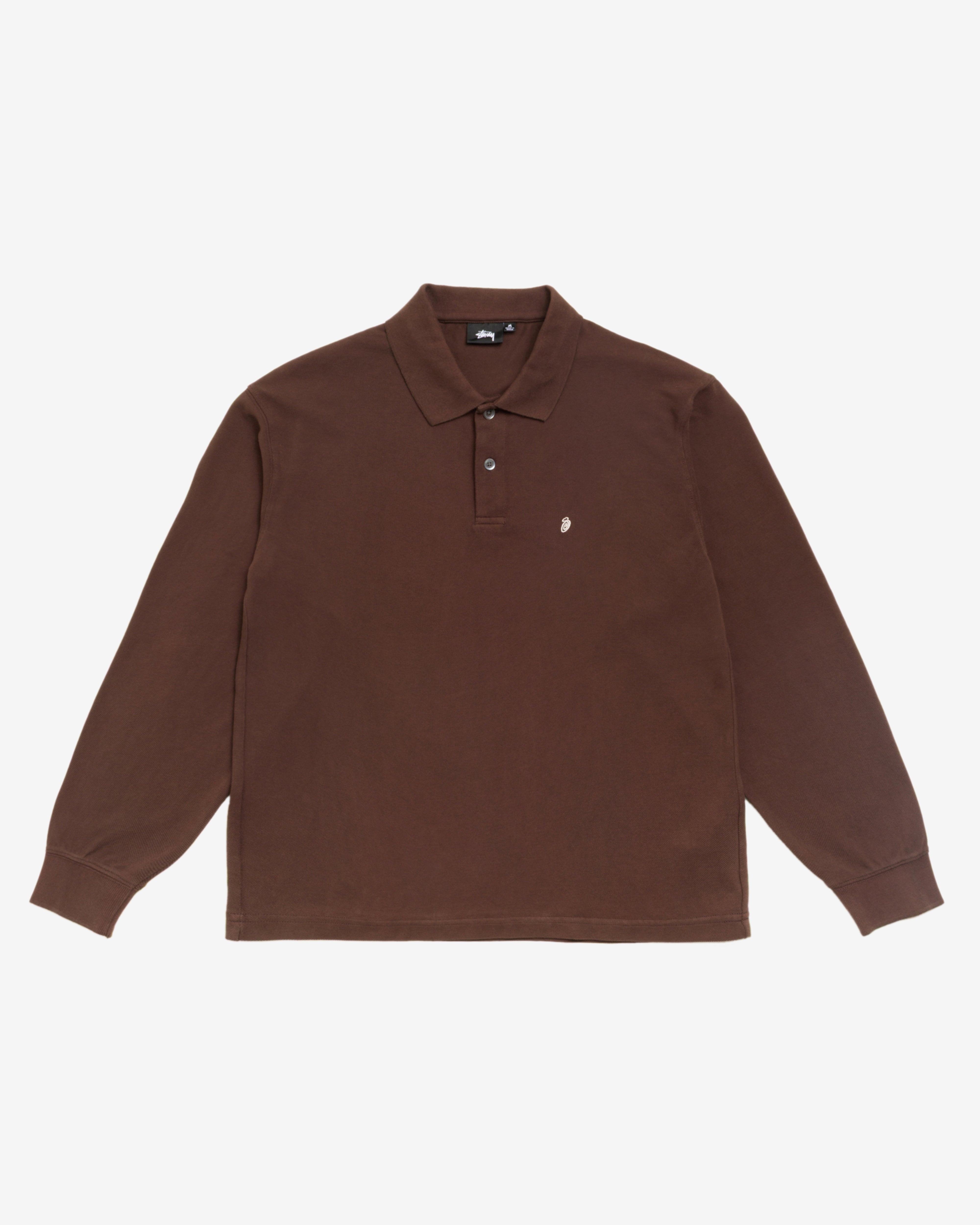 Stüssy: Men's Classic LS Pique Polo (Brown) | DSMNY E-SHOP