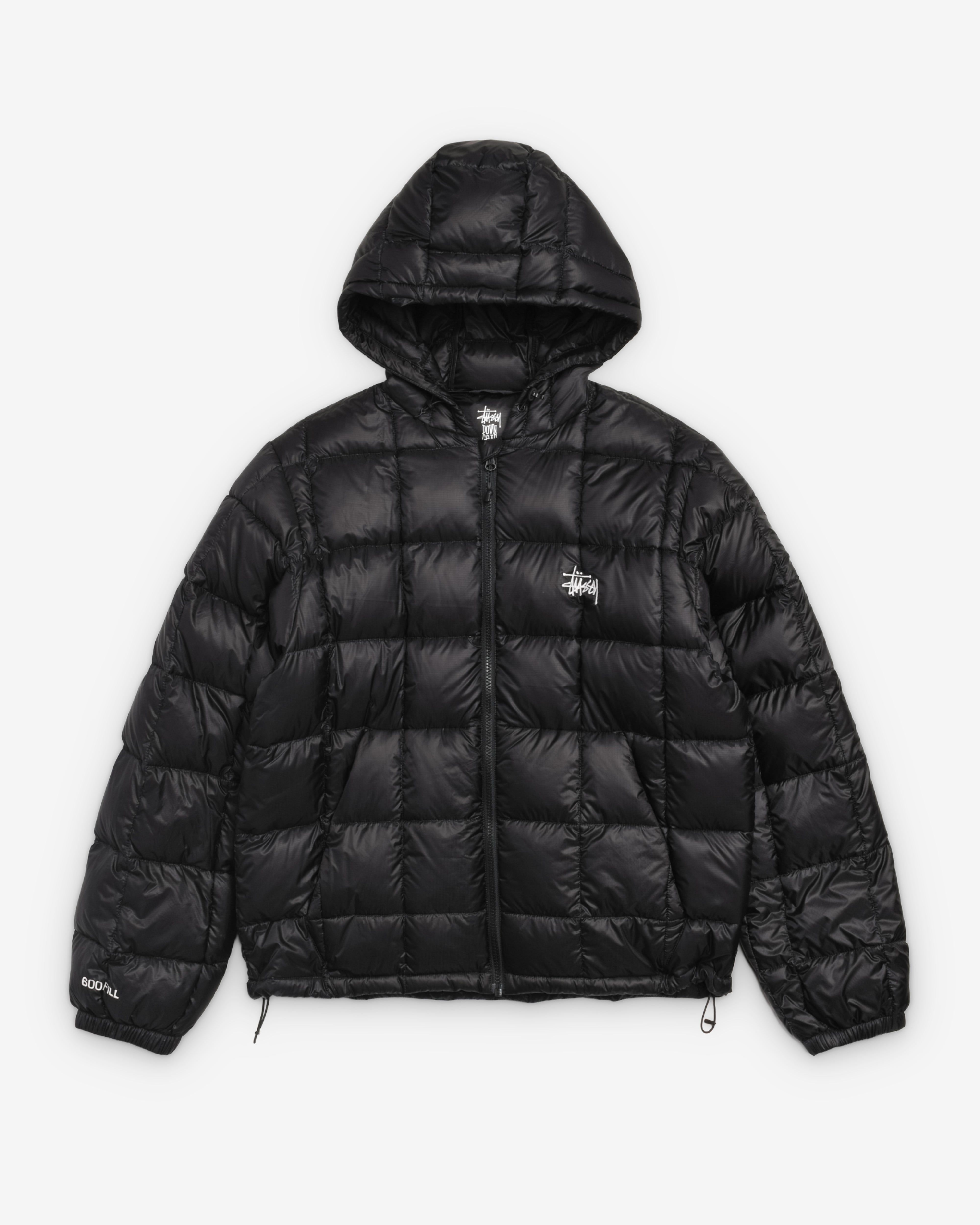 Stüssy: Men's Midweight Hooded Puffer (Black) | DSMNY E-SHOP