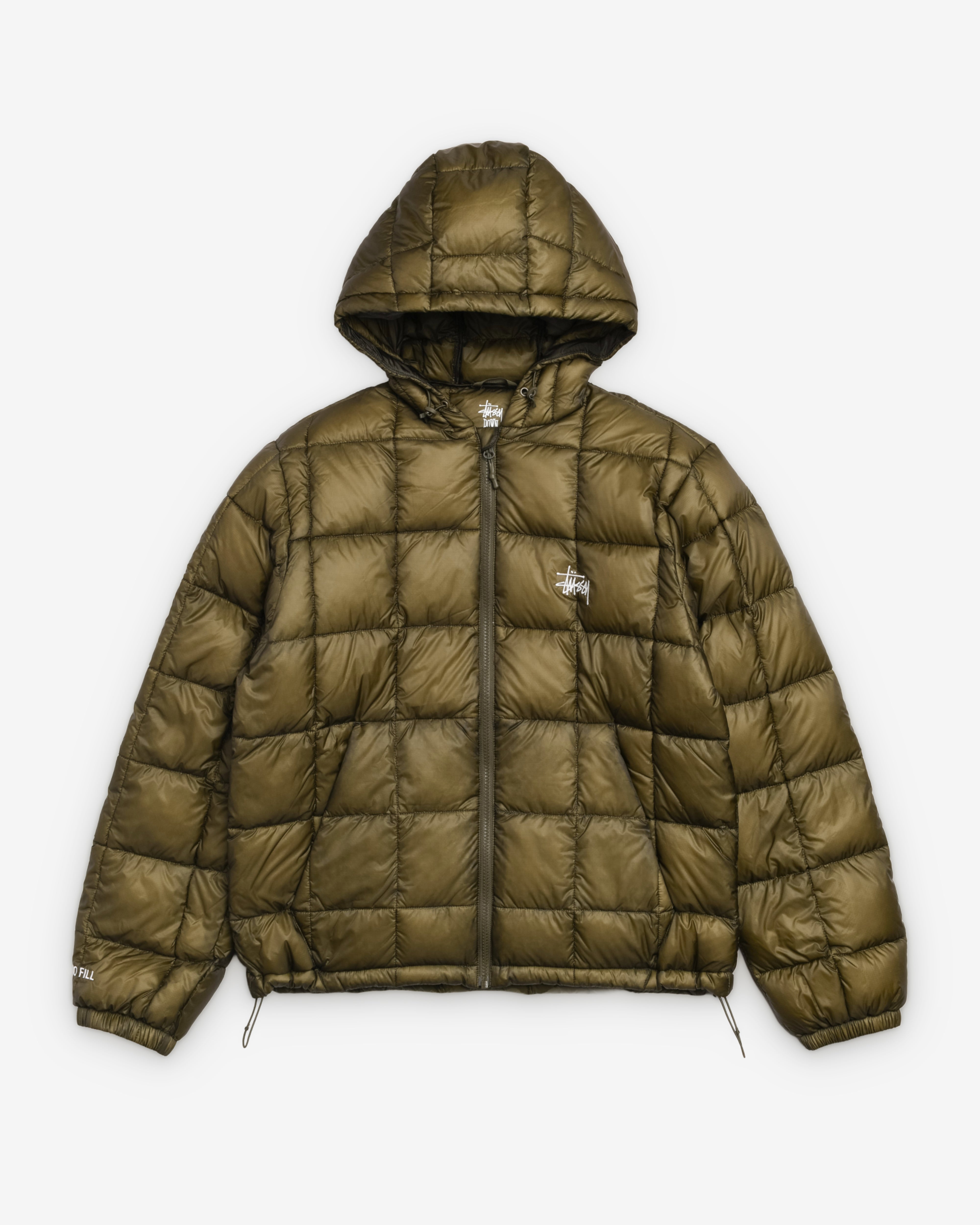 Stüssy: Men's Midweight Hooded Puffer (Olive) | DSMNY E-SHOP