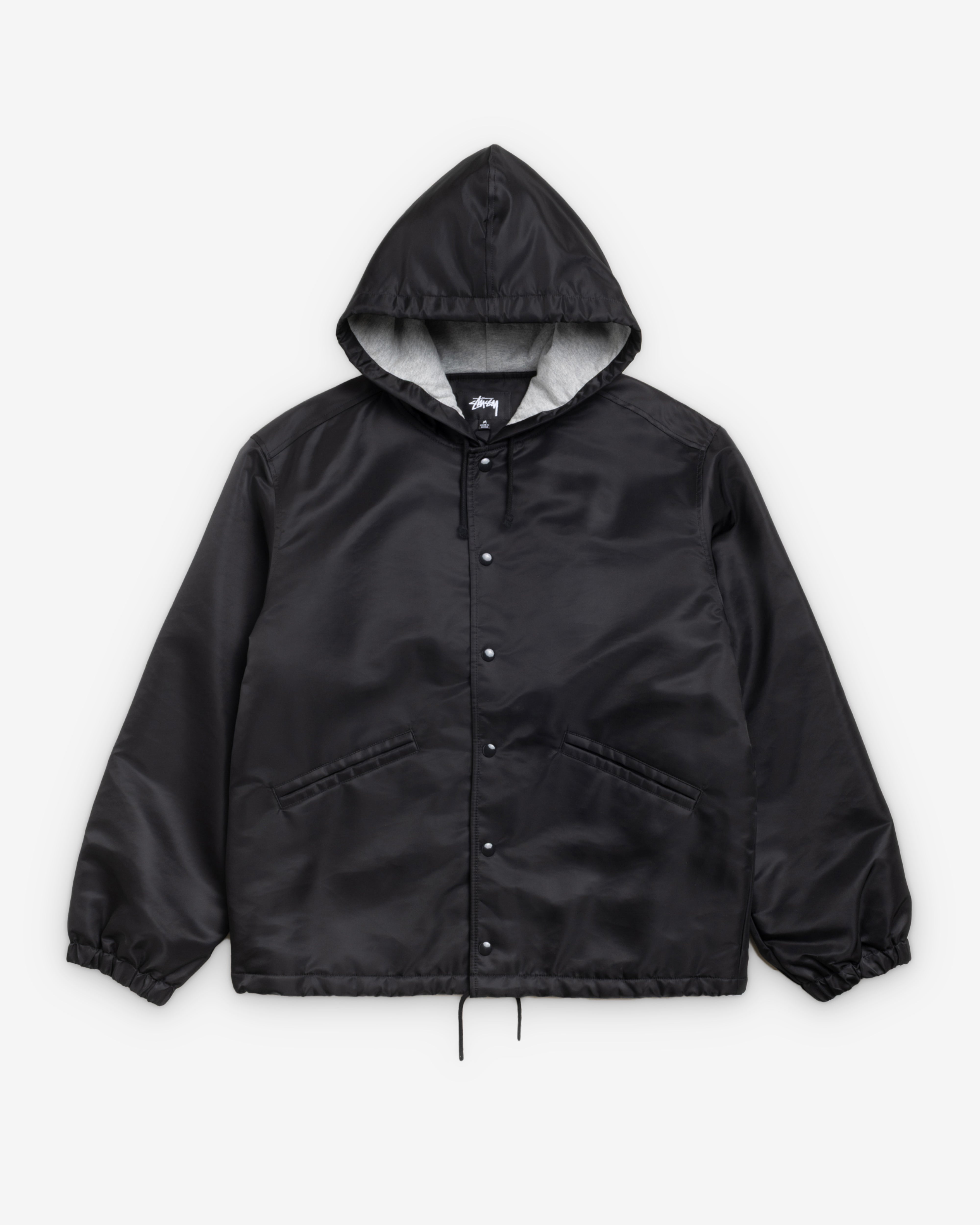 Stüssy: Men's Hooded Coaches Jacket (Black) | DSMNY E-SHOP
