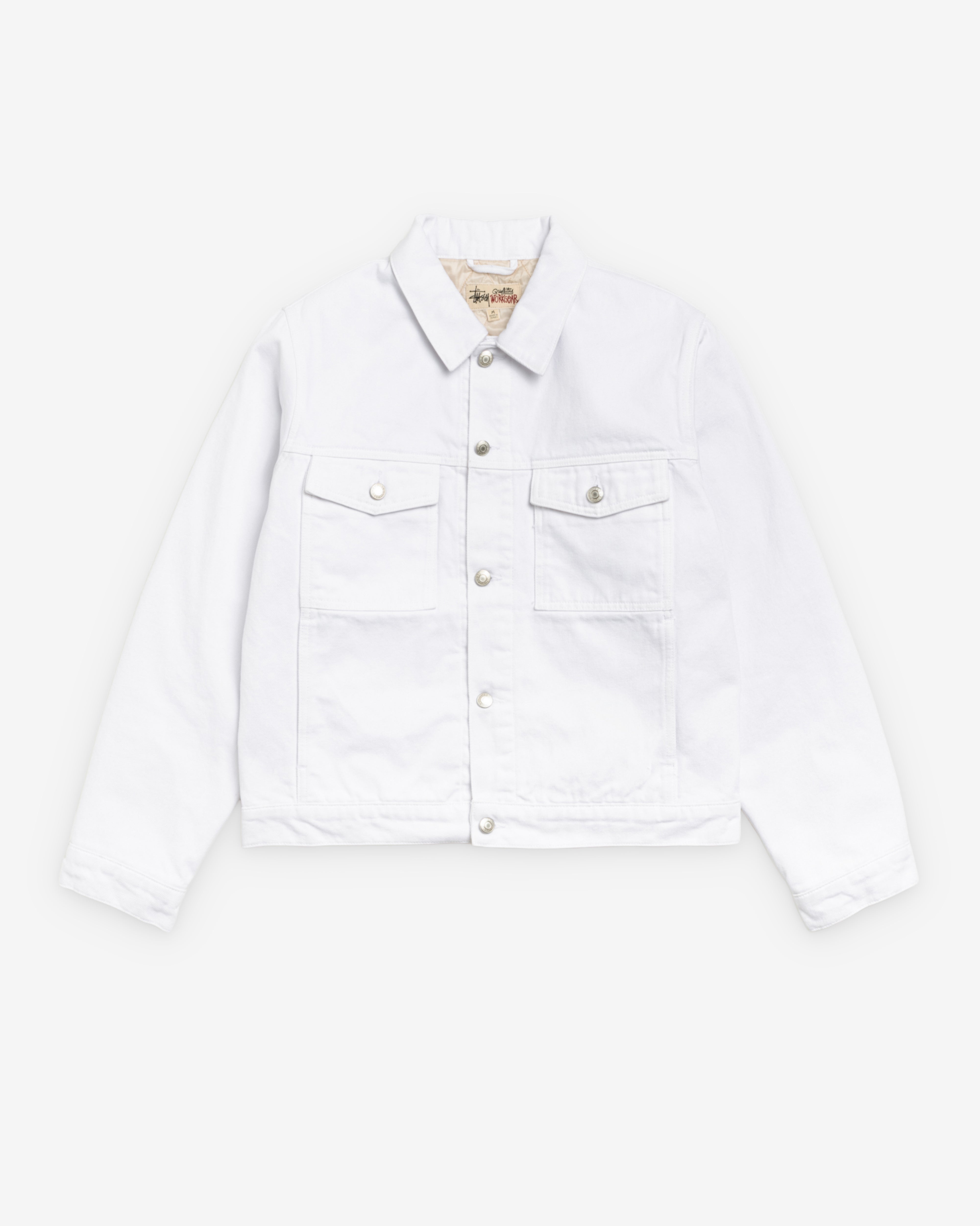 Stüssy: Men's Lined Denim Trucker (White) | DSMNY E-SHOP