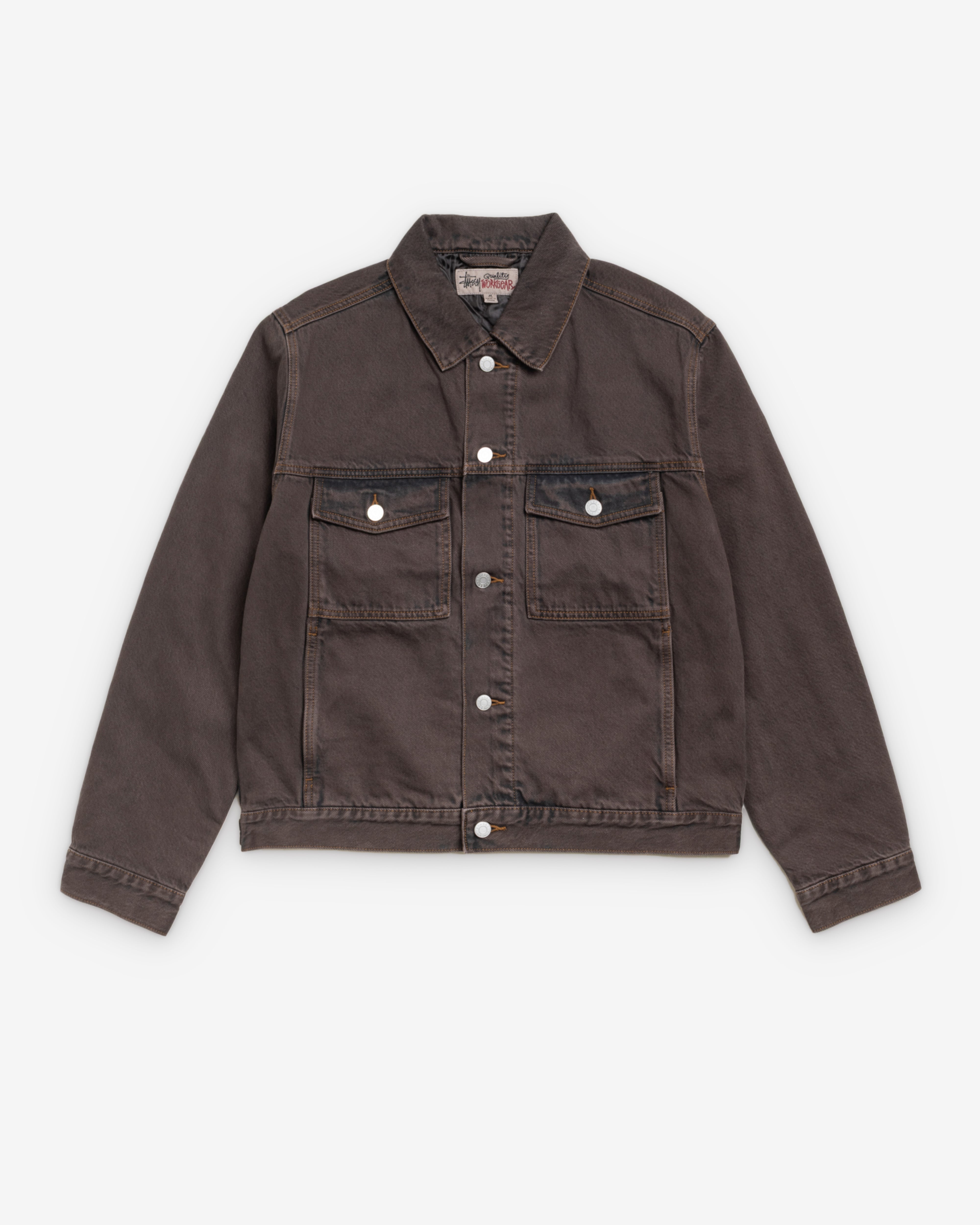 Stüssy: Men's Lined Trucker Resin Denim (Brown) | DSMNY E-SHOP