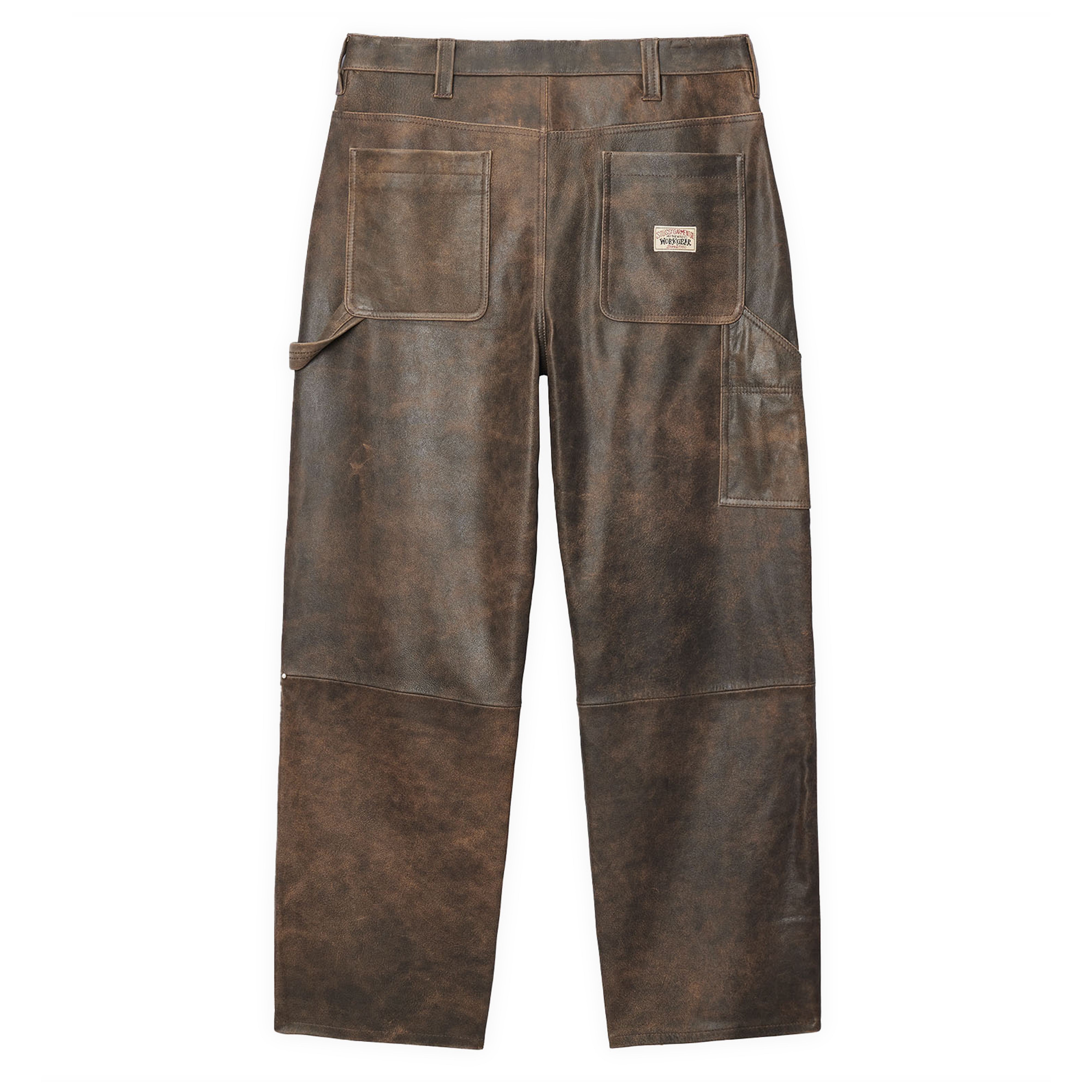 Stüssy - Men's Distressed Leather Work Pant - (Brown)