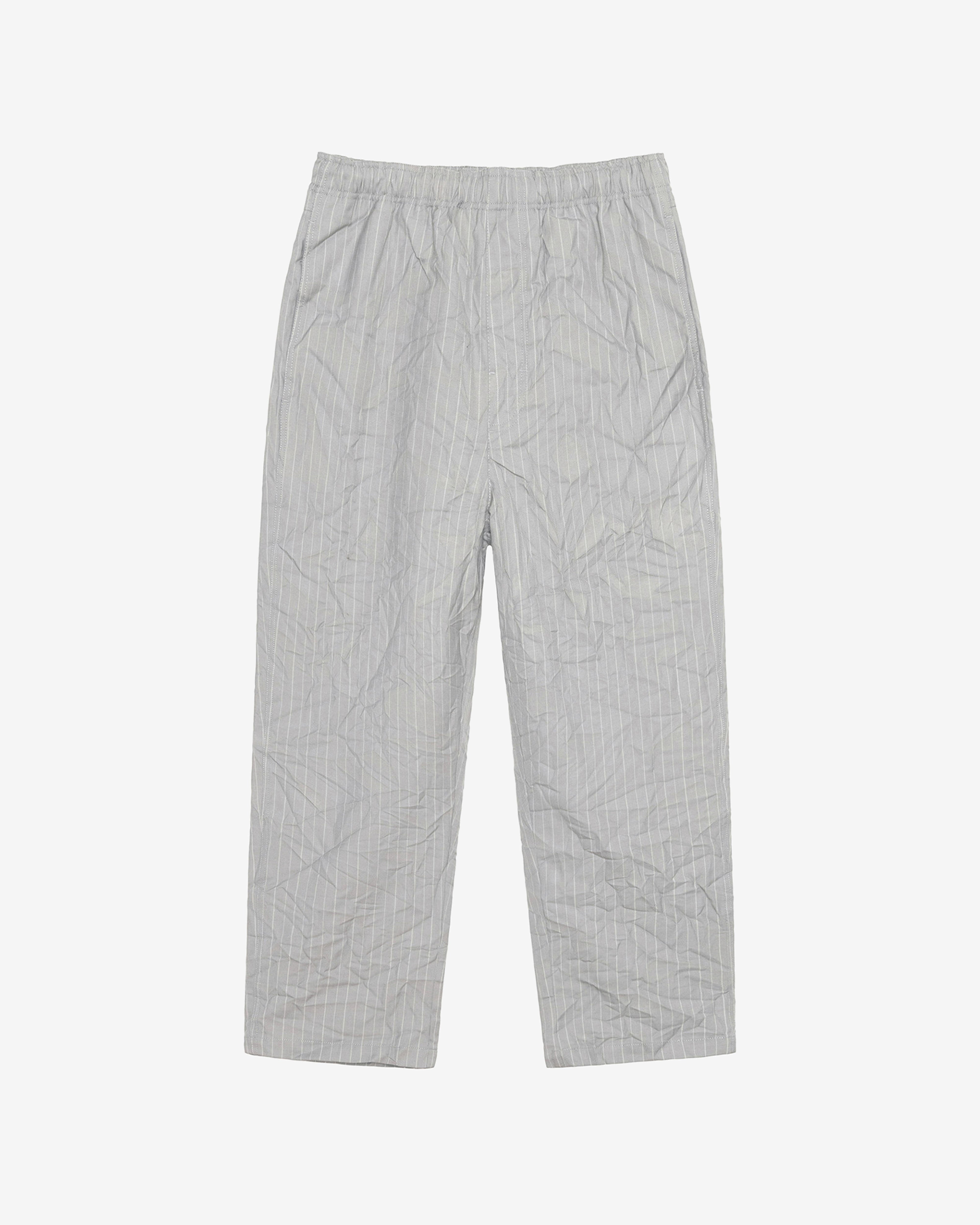 Stüssy: Men's Beach Pant Wrinkled Stripe (Grey) | DSMNY E-SHOP