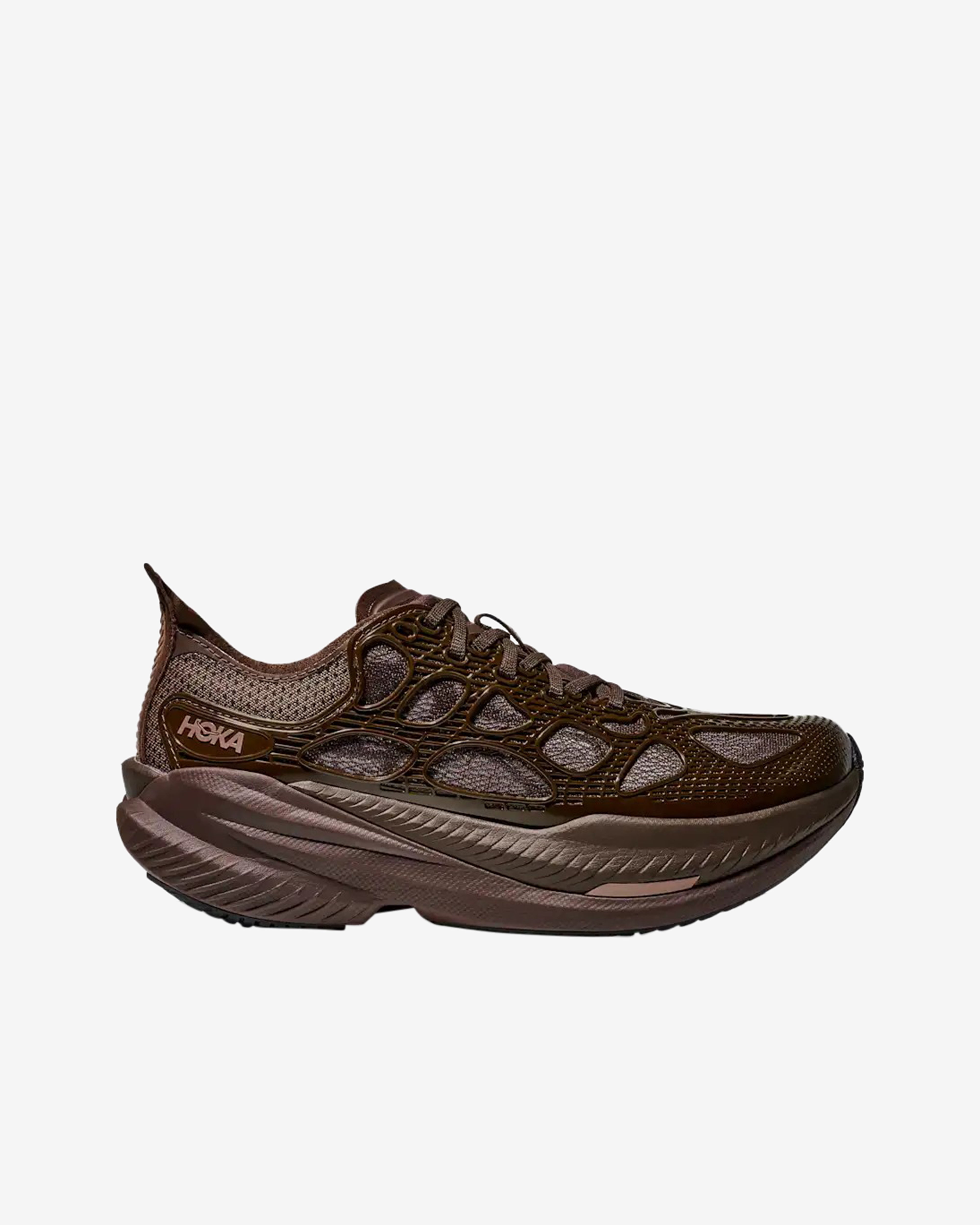 Hoka: Men's U Mach X Caged Sneakers (Walnut/Soaring Blue) | DSMNY