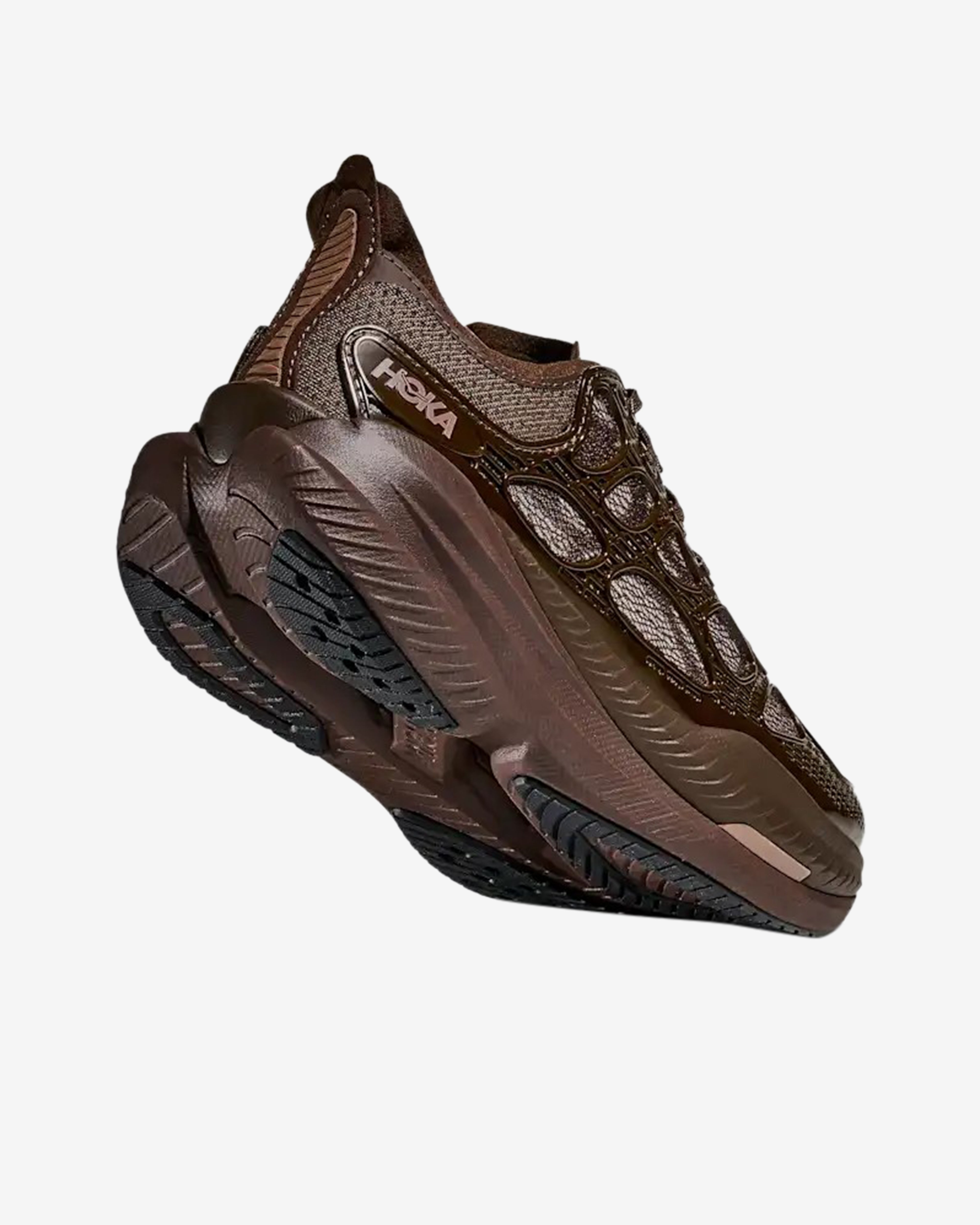 Hoka: Men's U Mach X Caged Sneakers (Walnut/Soaring Blue) | DSMNY