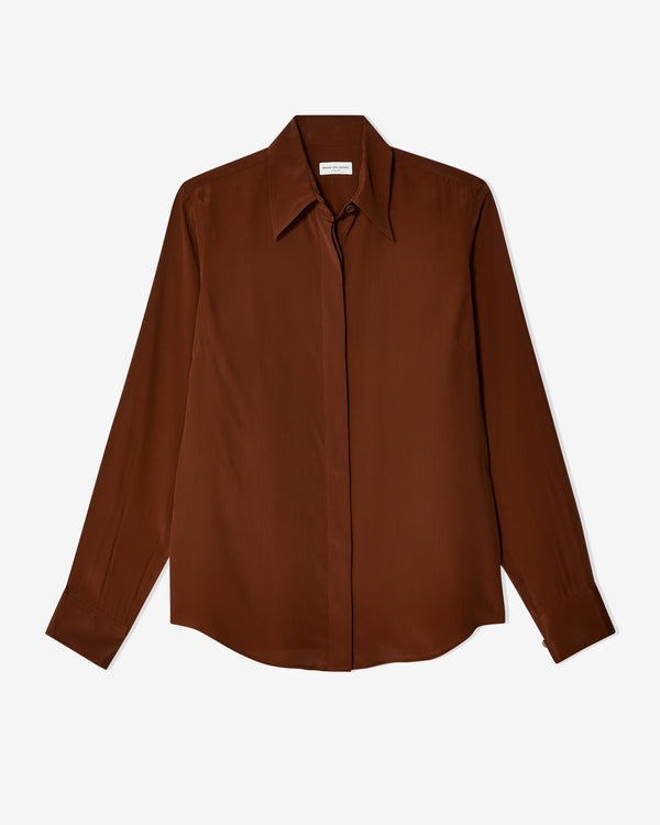 Dries Van Noten - Women's Curved Hem Shirt - (Brown)