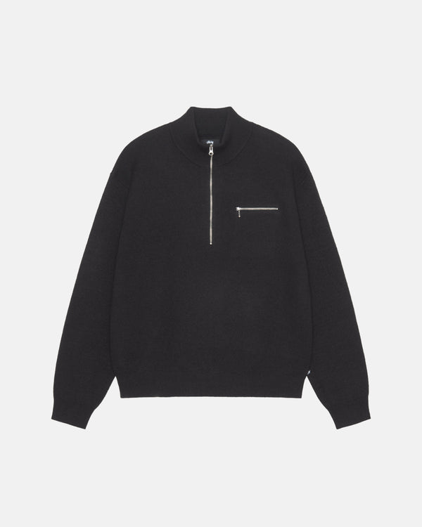 Stüssy - Men's Half Zip Mock Neck Sweater - (Black)