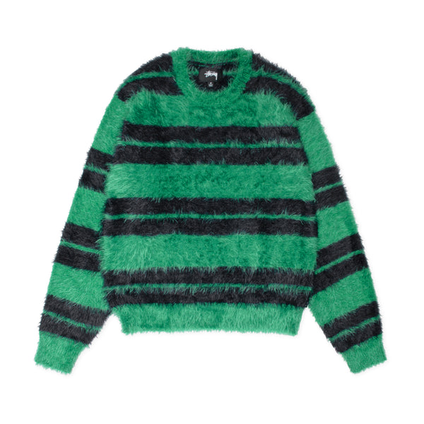 Stüssy - Men's Hairy Stripe Crew - (Black/Green)