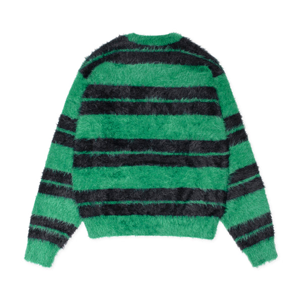 Stüssy - Men's Hairy Stripe Crew - (Black/Green)