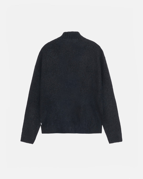 Stüssy - Men's Brushed Mock Full Zip Sweater - (Black)