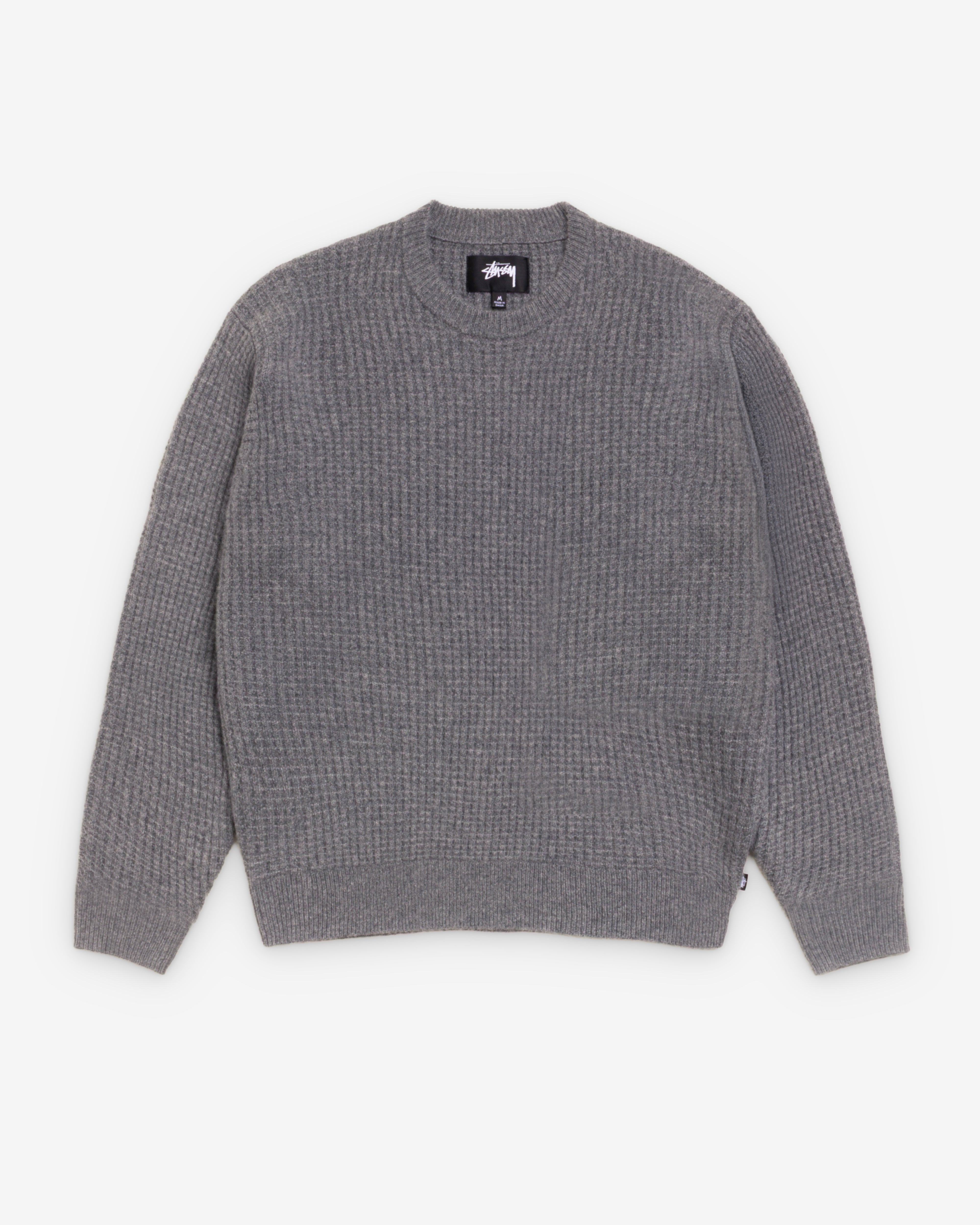 Stüssy: Men's Waffle Cashmere Sweater (Charcoal) | DSMNY E-SHOP