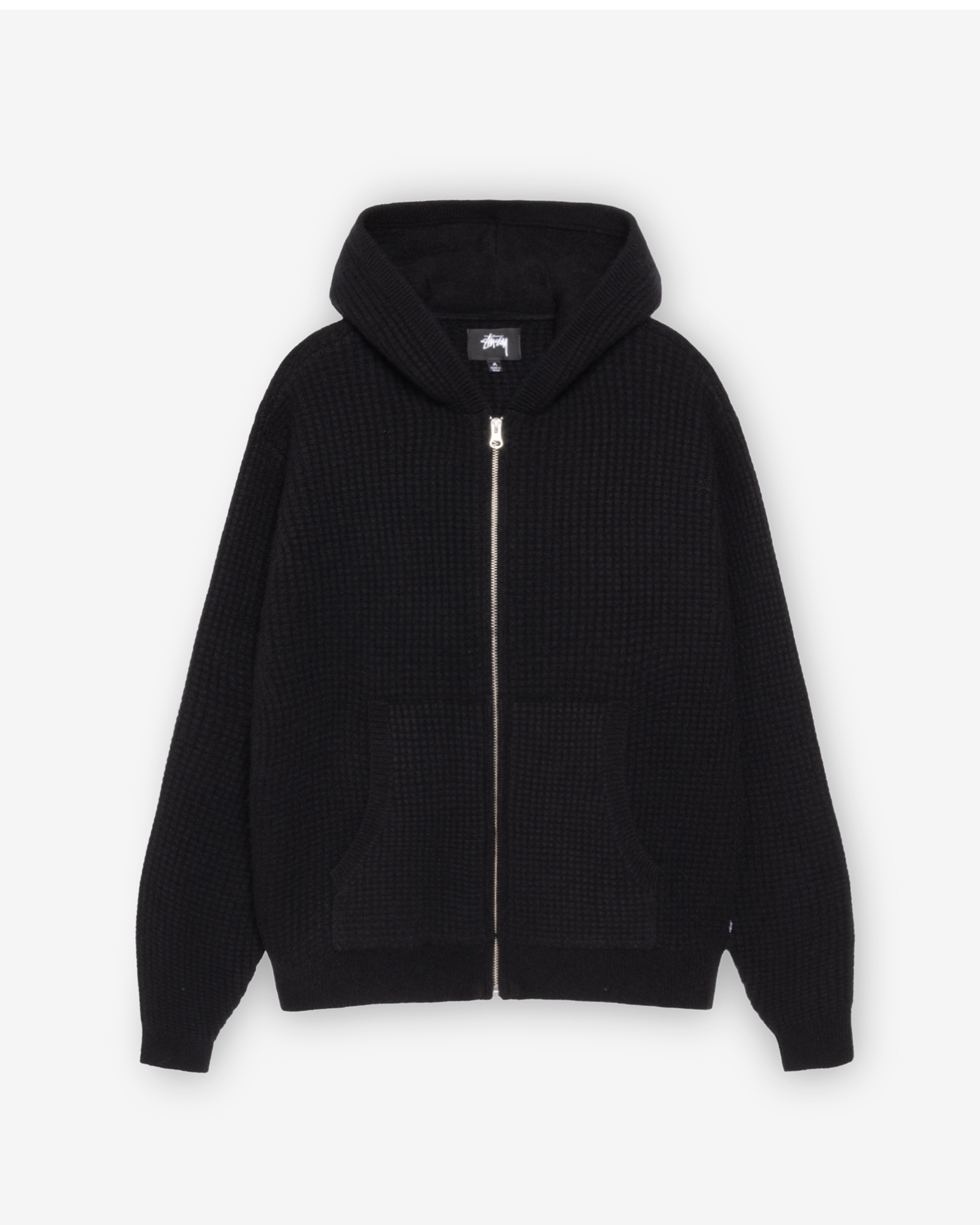 トップス stussy CHUNKY KNIT ZIP HOODIE black M stussy CHUNKY KNIT ZIP HOODIE black M Stüssy | DSMNY E-SHOP