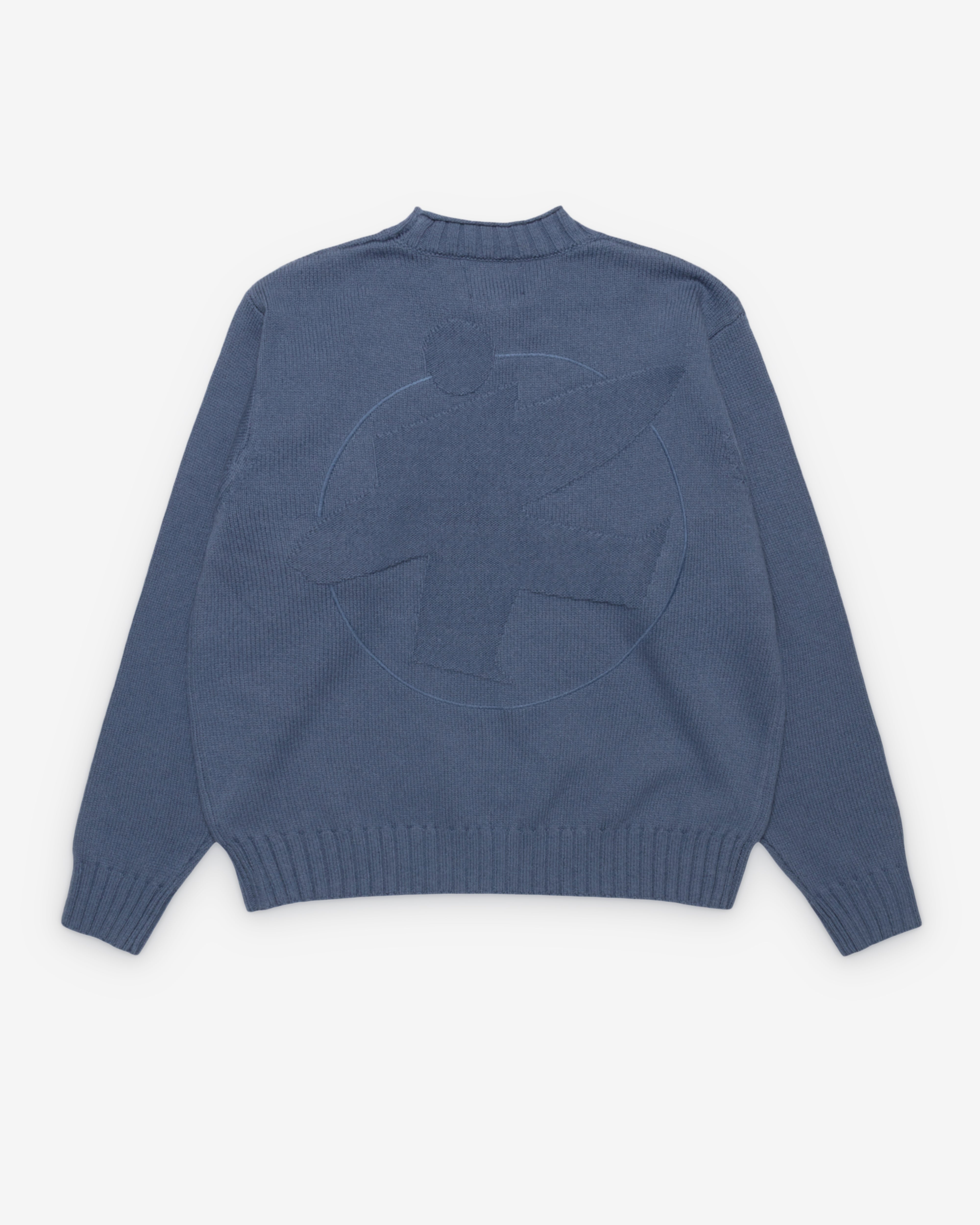 Stüssy: Men's Tonal Mock Neck Sweater (Washed Blue) | DSMNY E-SHOP