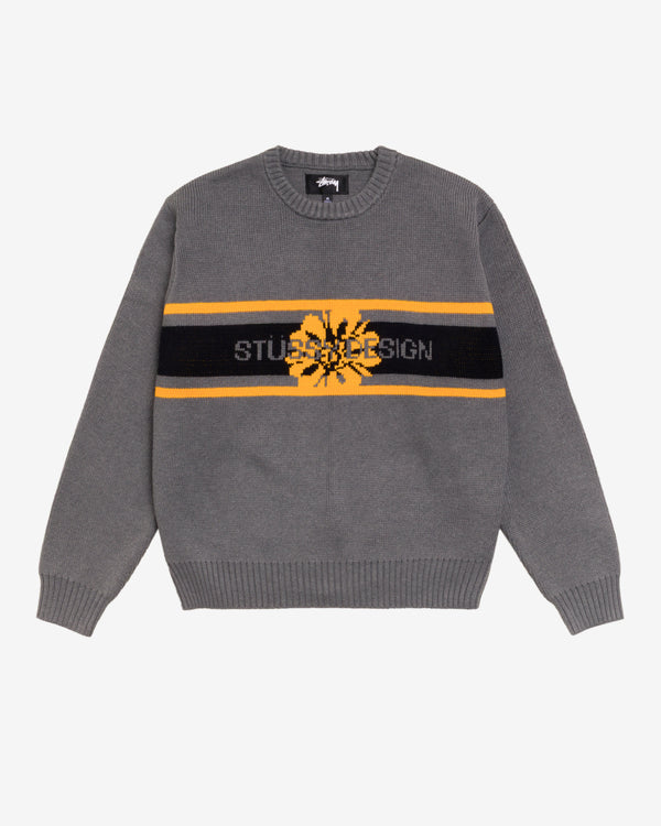 Stüssy - Men's Striped Hibiscus Sweater - (Grey)