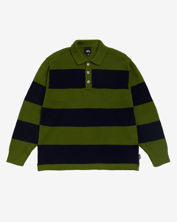 Stüssy - Pique Knit Striped Rugby - (Olive)