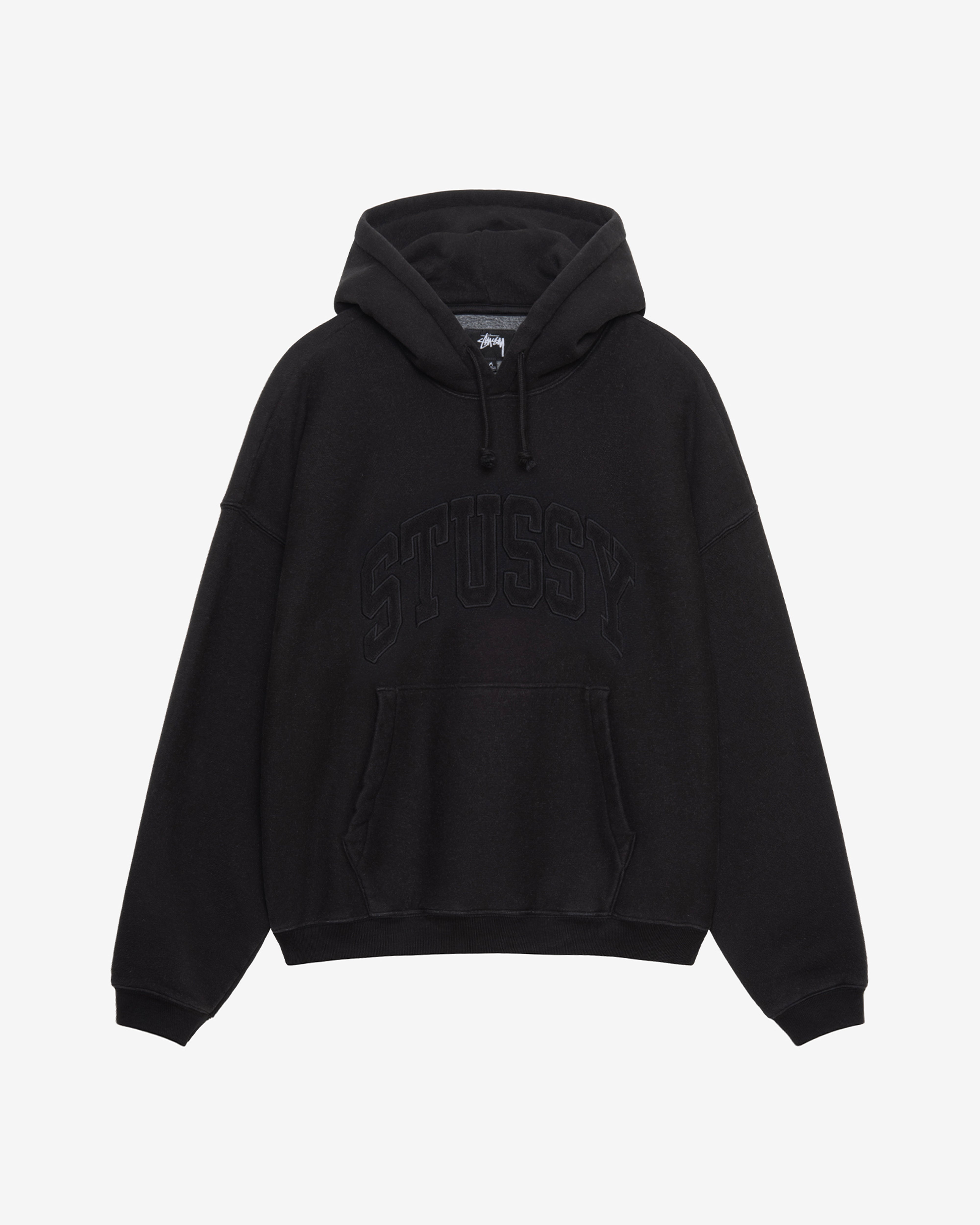 Stüssy: Men's Embroidered Relaxed Hoodie (Washed Black) | DSMNY E-SHOP