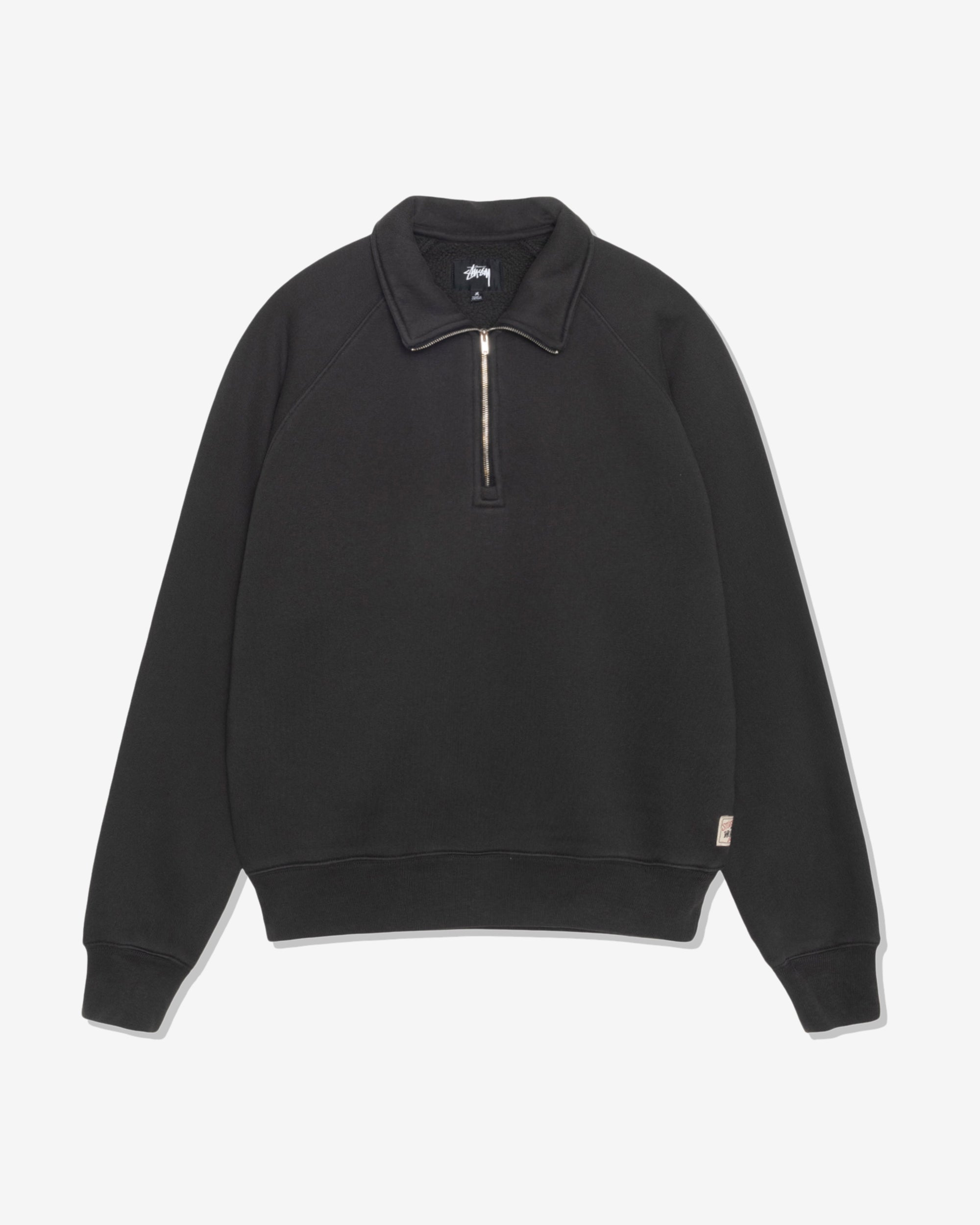 Stüssy: Men's Fleece Raglan Zip Mock (Washed Black) DSMNY E-SHOP