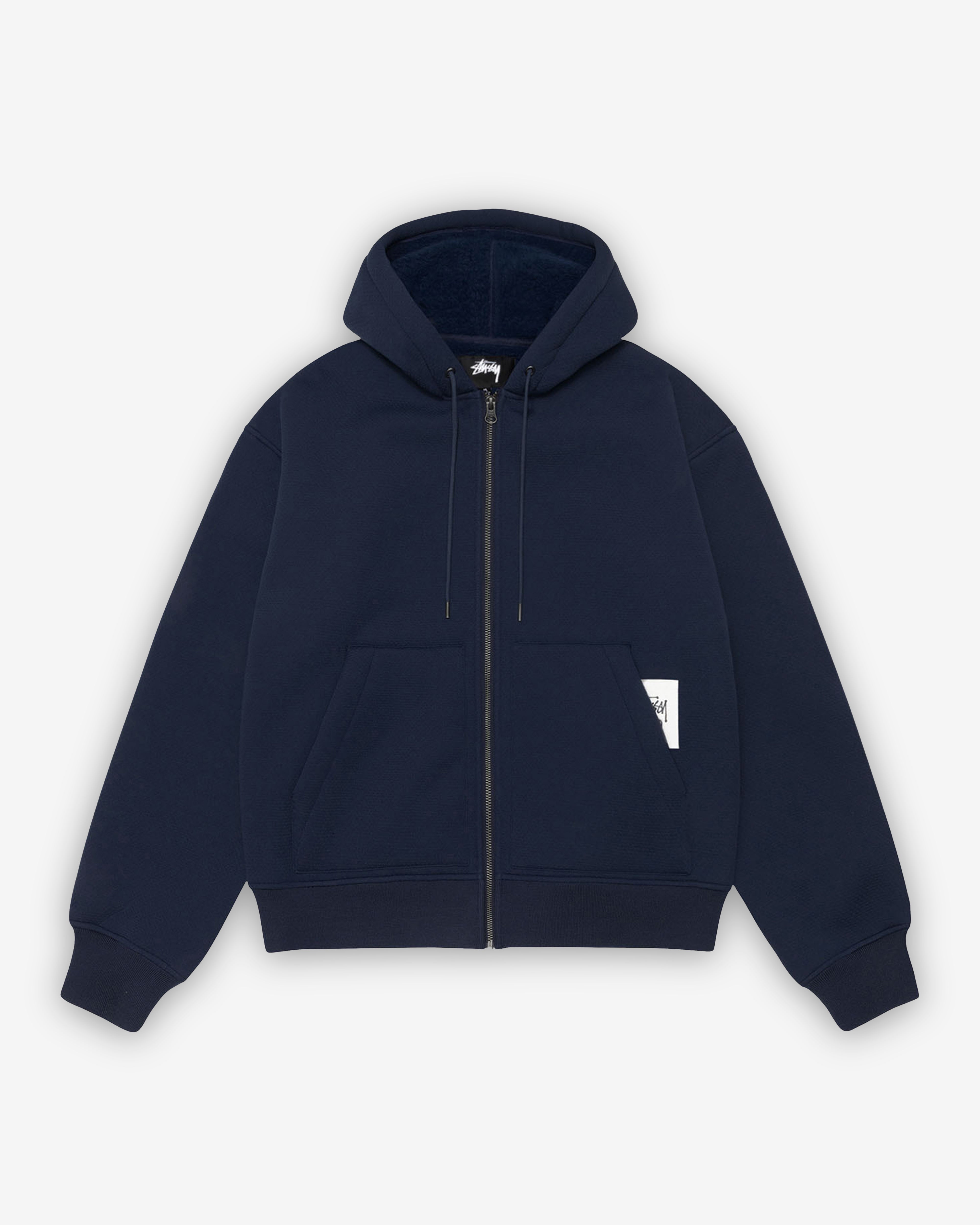 STUSSY スカルボーン フルジップパーカー ブルー M Stüssy: Men's Bonded Sherpa Lined Hoodie (Blue) | DSMNY E-SHOP