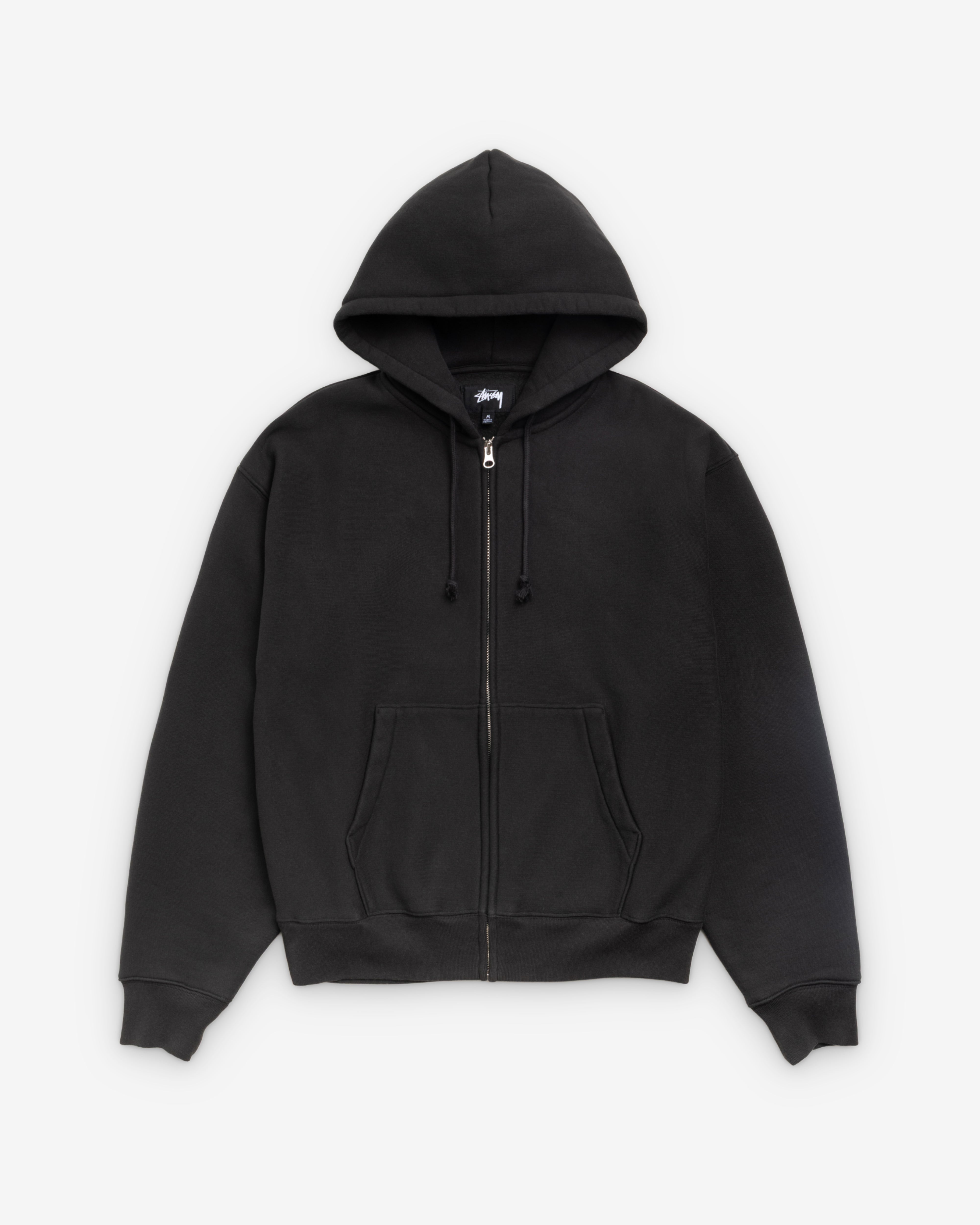 Stüssy: Men's Cursive Applique Zip Hood (Black) | DSMNY E-SHOP
