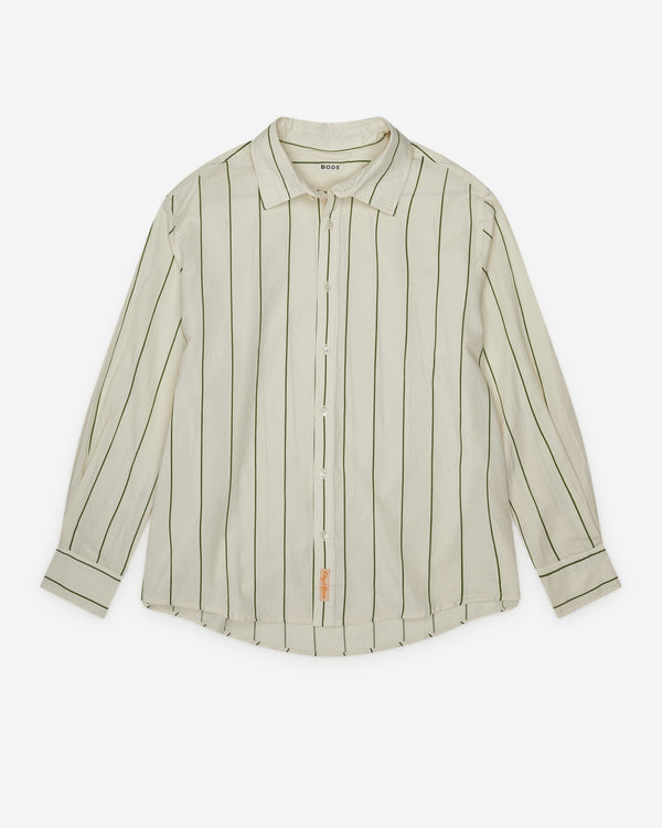 Bode - Men's Celery Stripe Long Sleeve - (Green/Cream)