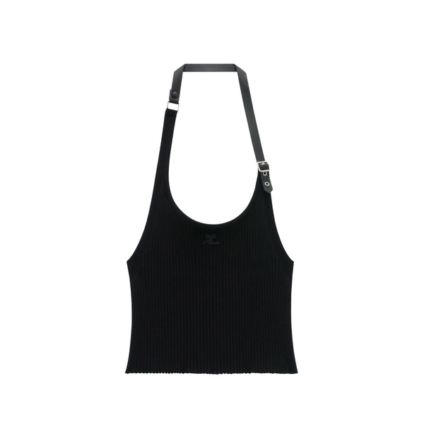 COURRÈGES - Women's Holistic Buckle Rib Knit Tank - (Black)