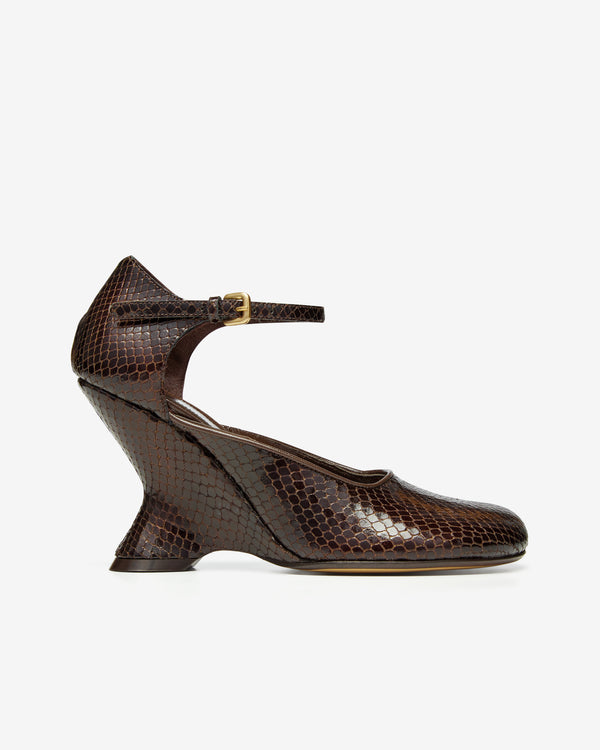 Dries Van Noten - Women's Snake-Embossed Heel - (Dark Brown)
