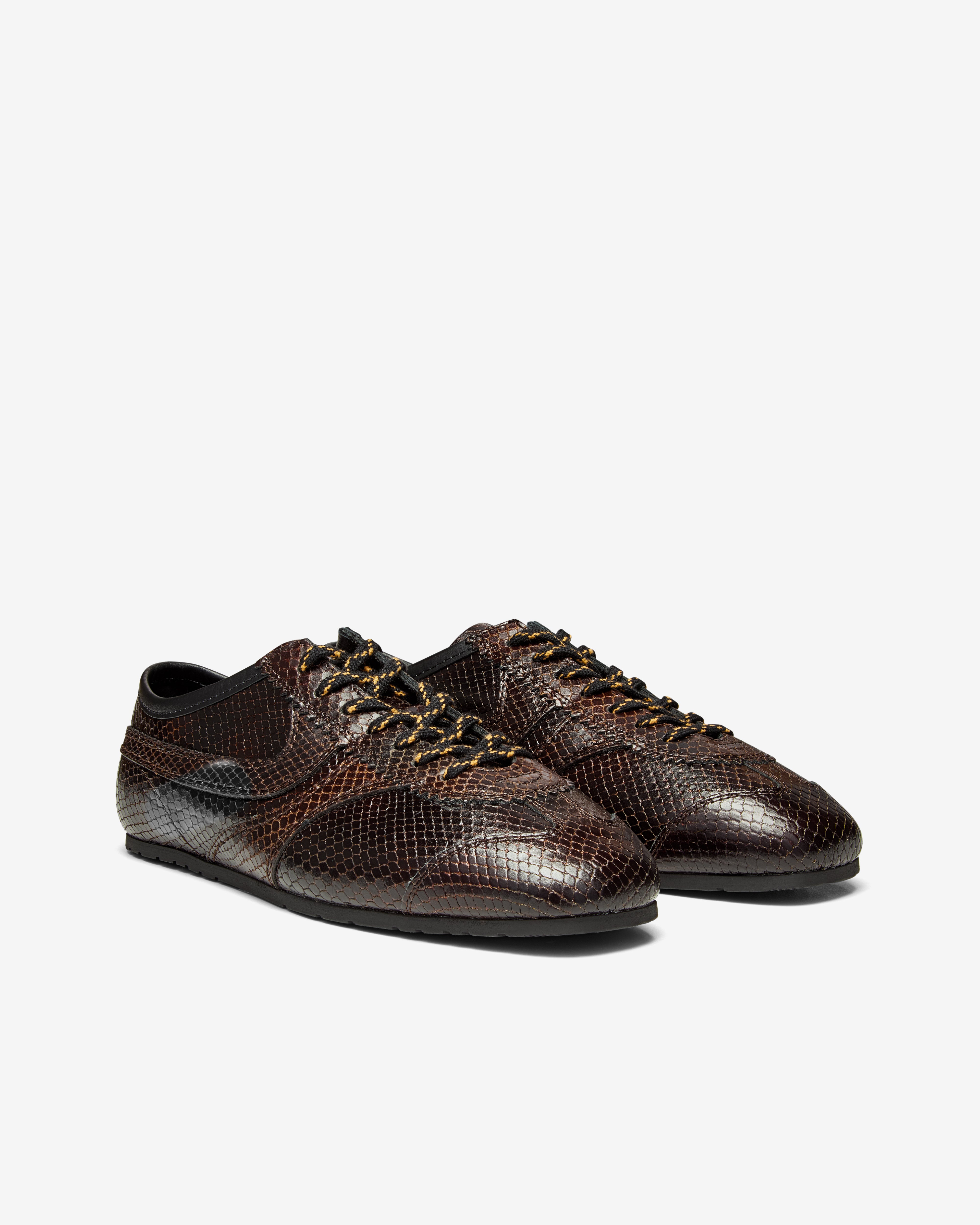 Dries Van Noten: Women's Snake-Embossed Sneakers (Dark Brown