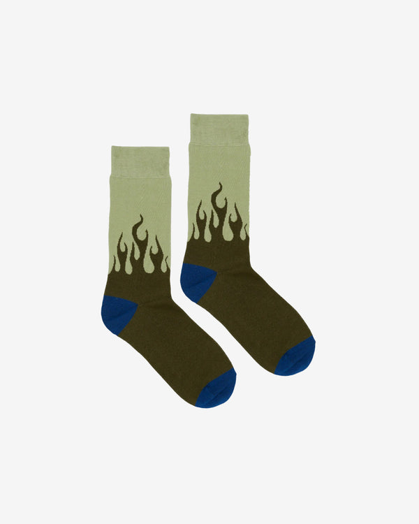 Brain Dead - Flames Dress Socks - (Green)
