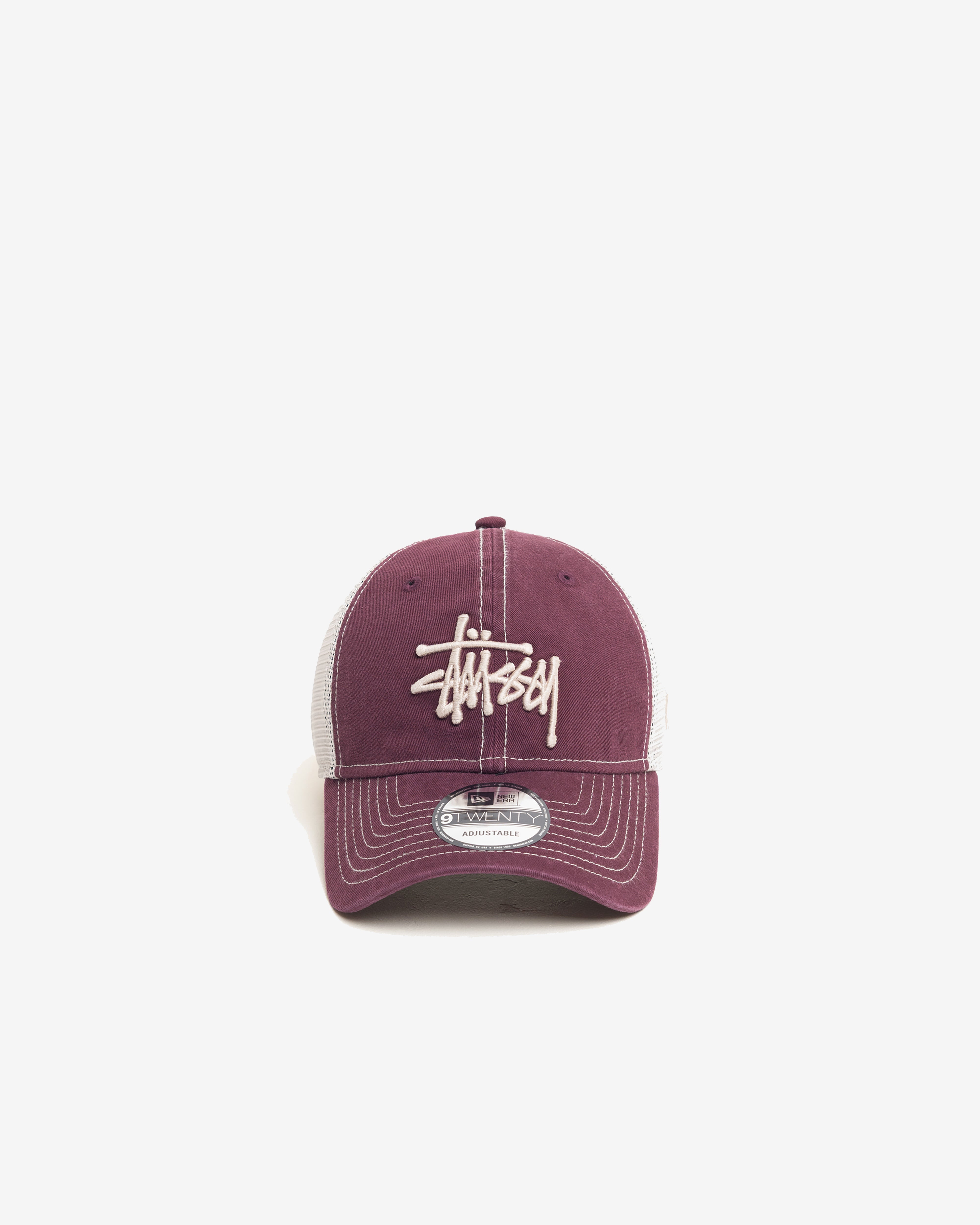 Stüssy: Men's Washed Basic Trucker Hat 9Twenty (Maroon) | DSMNY E-SHOP