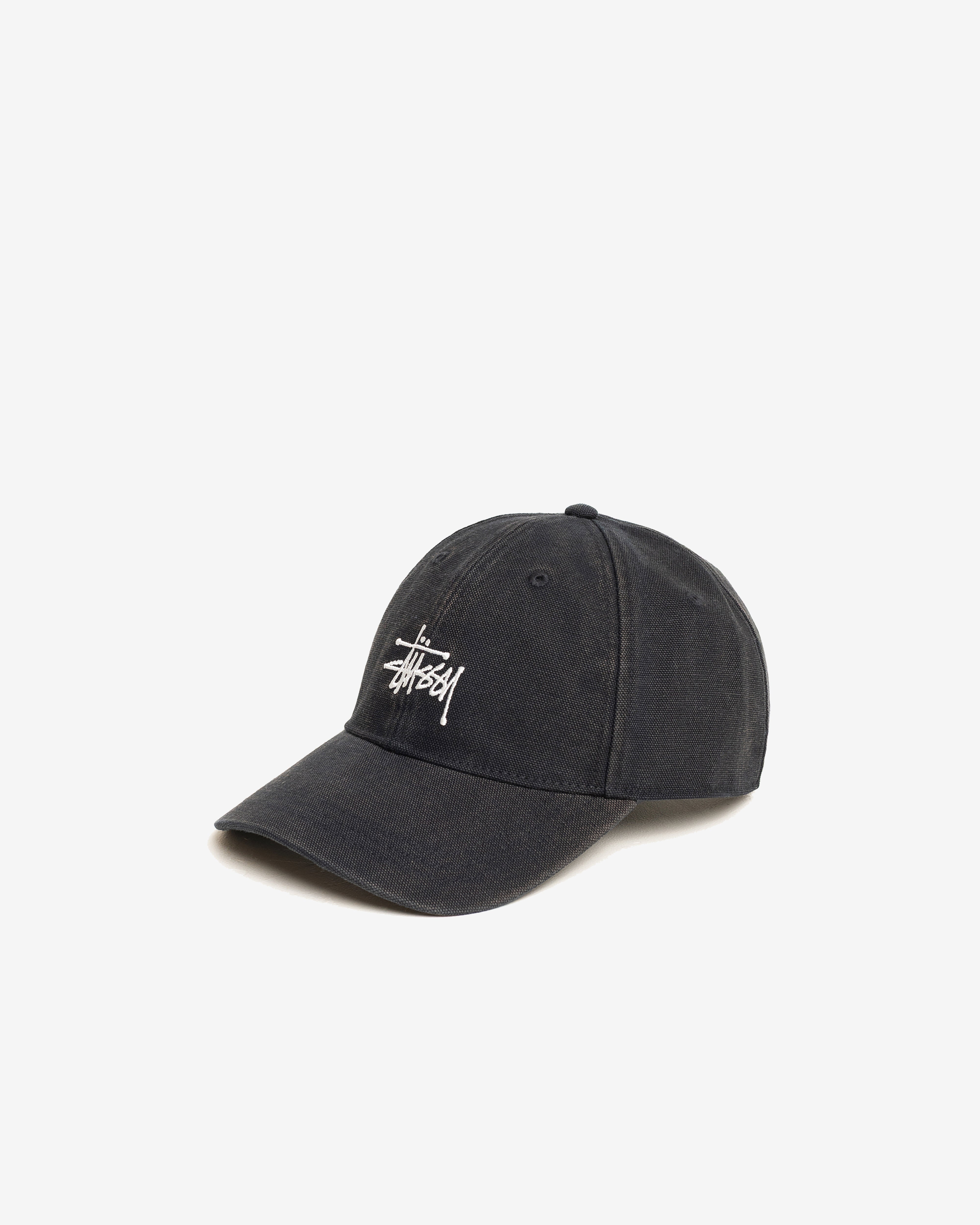 Stüssy: Men's Lp Washed Basic Canvas Cap (Black) | DSMNY E-SHOP