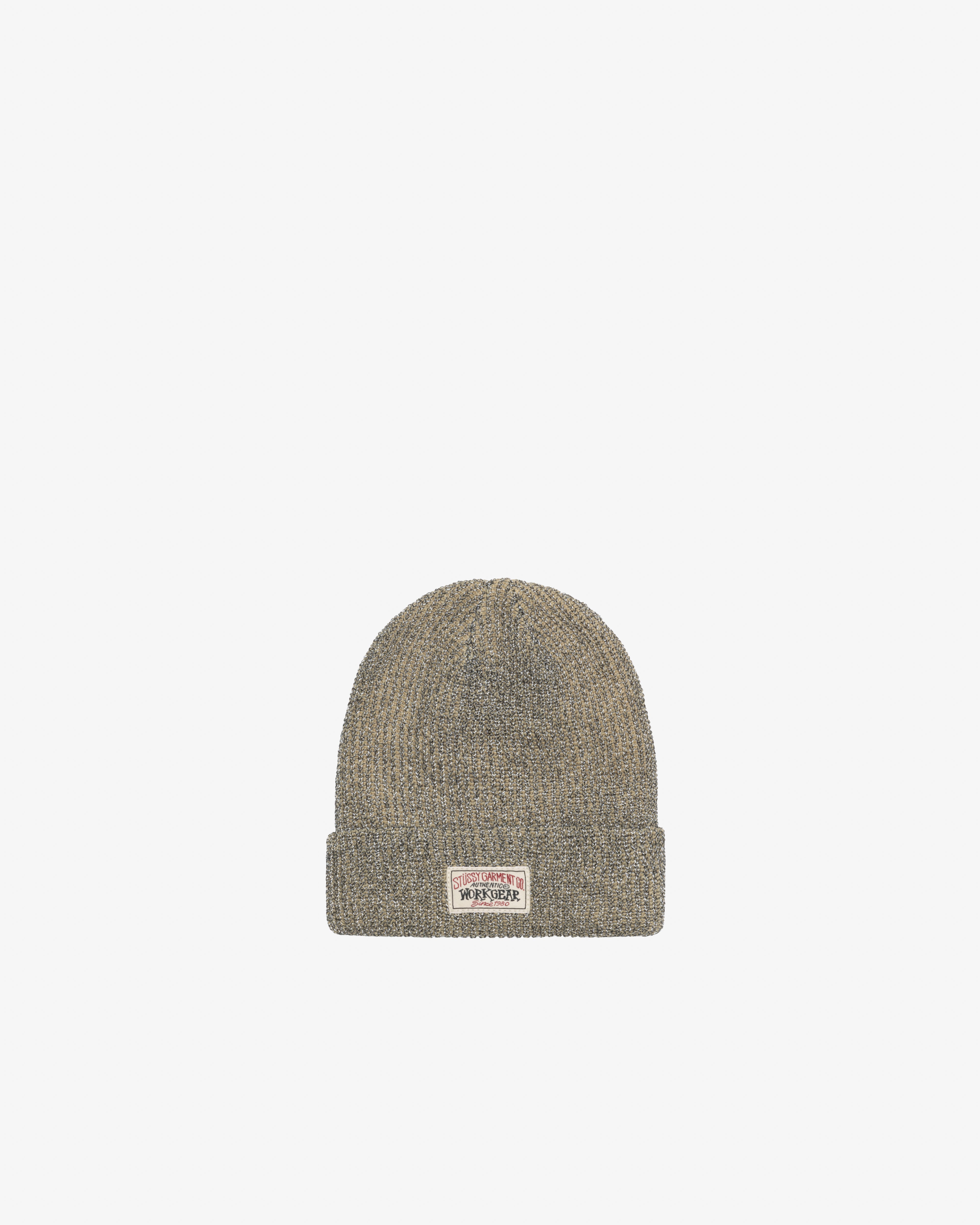 Stüssy: Men's Cuff Beanie Reflective (Khaki) | DSMNY E-SHOP