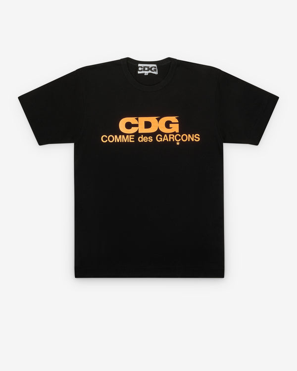 CDG - Fluo Color Logo Tee - (Black/Orange)