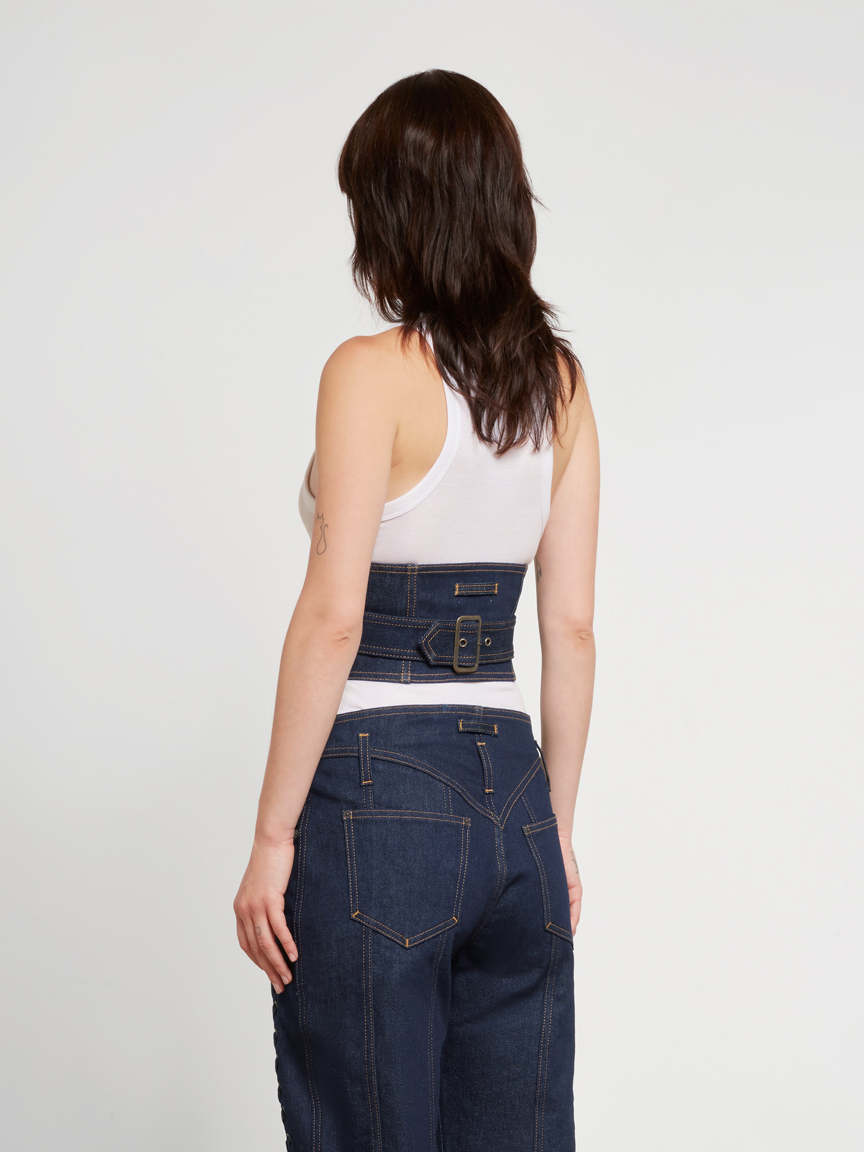 Jean Paul Gaultier - Women's Lace-up Denim Cincher - (Indigo)