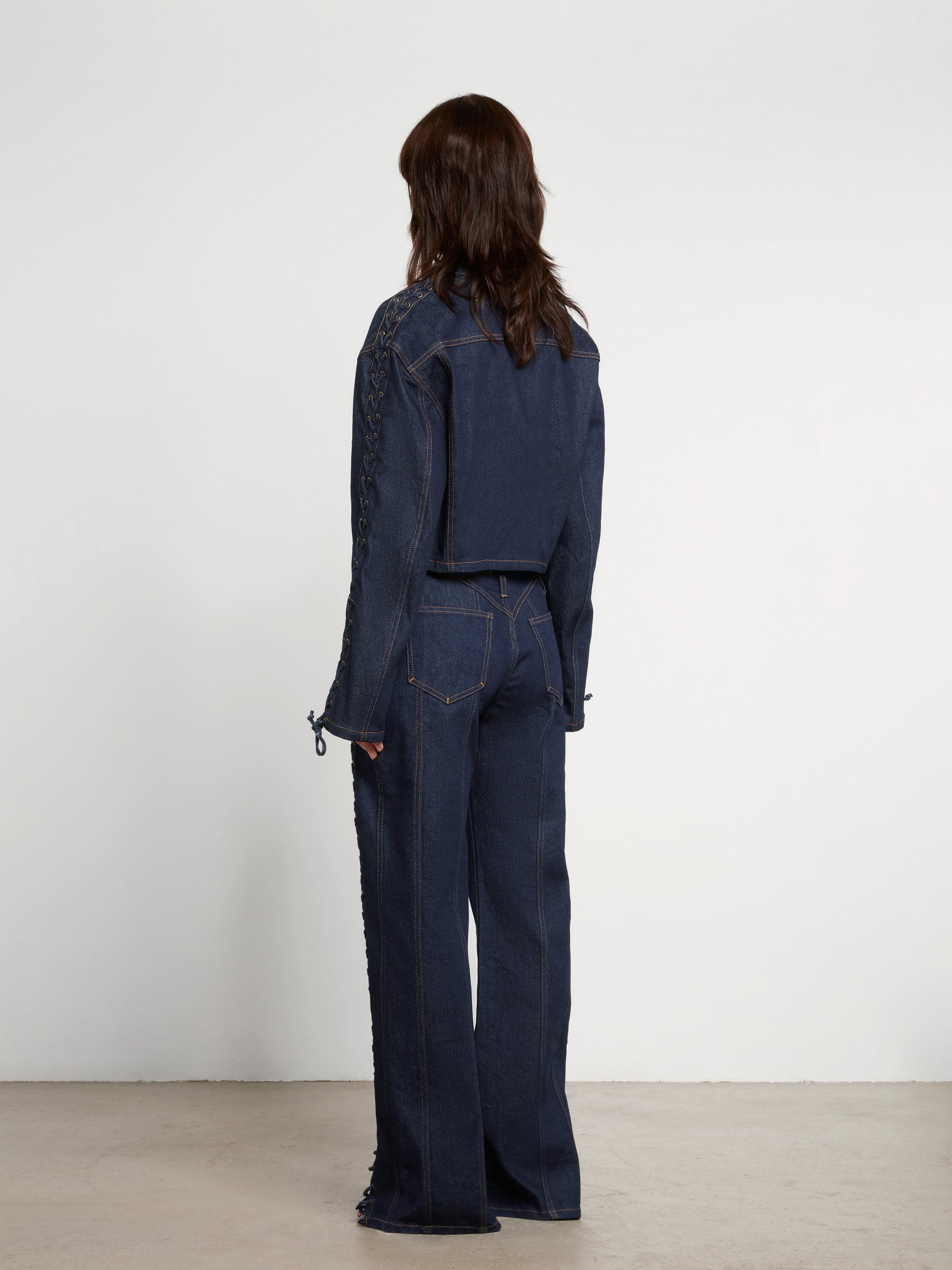Jean Paul Gaultier - Women's Lace Up Denim Jacket - (Indigo) view 4